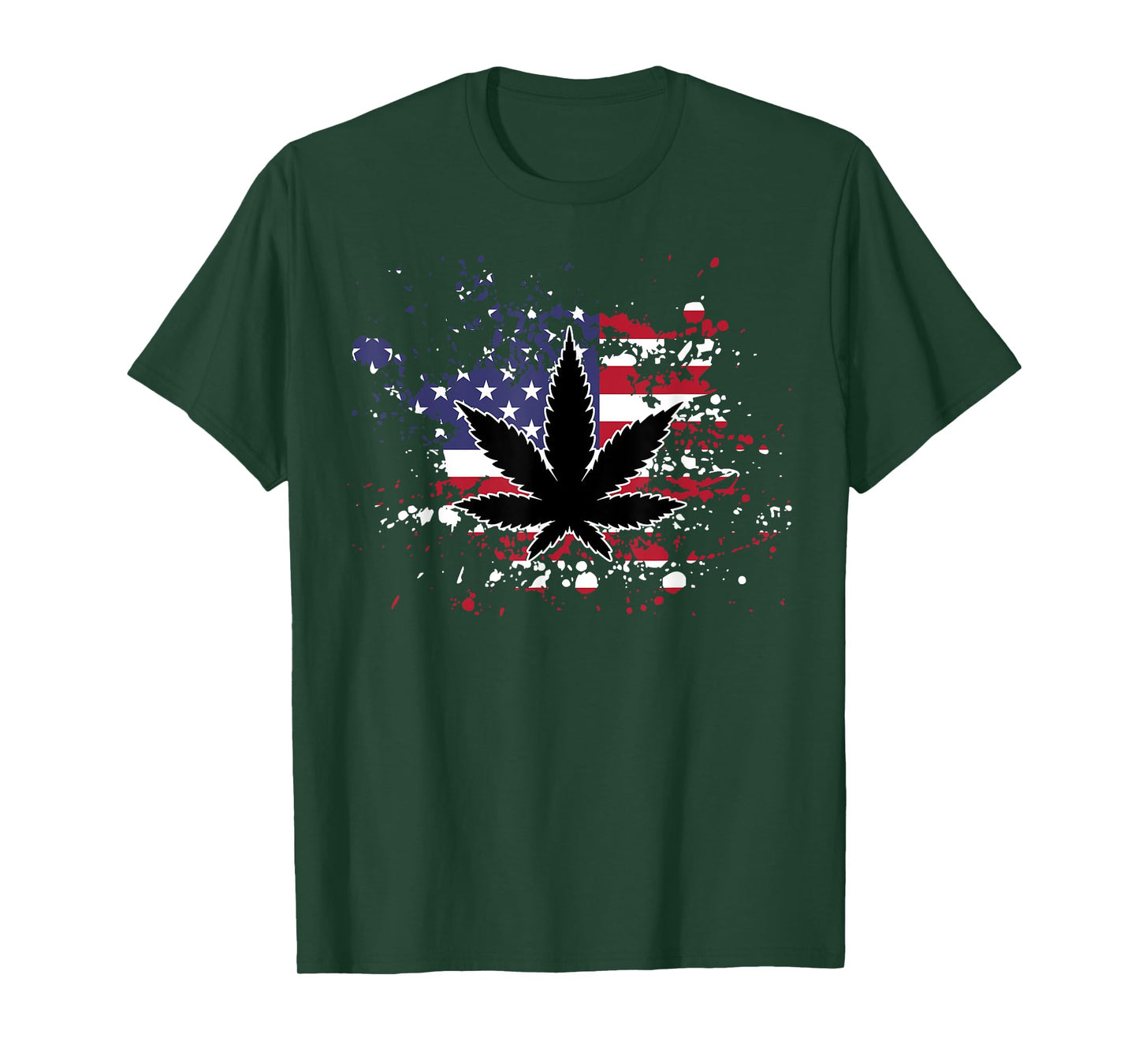 Weed American Flag 4th Of July Marjuana Patriotic Stoner T-Shirt for Women Men
