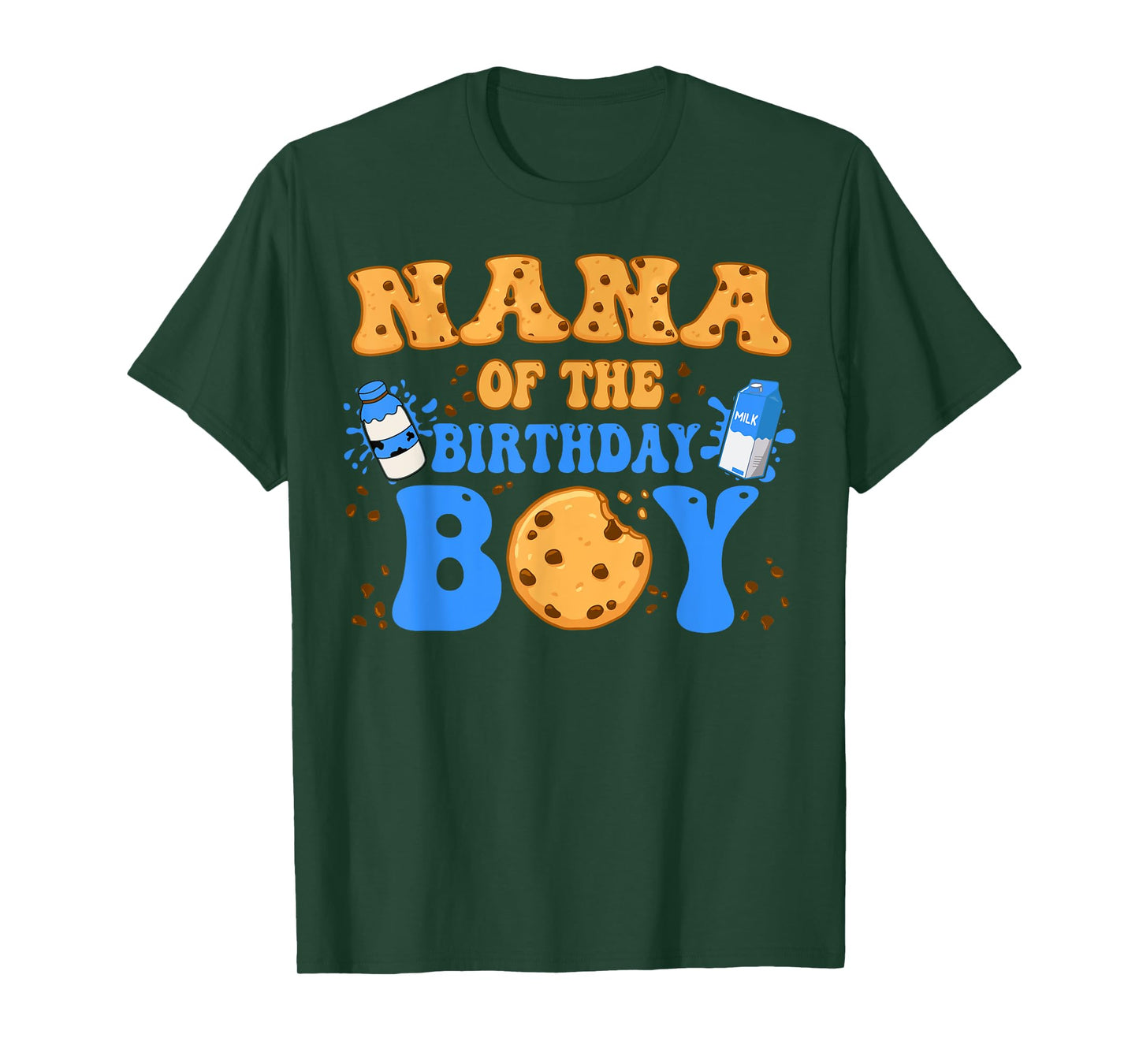 Nana Of The Birthday Boy Milk and Cookies Lover T-Shirt