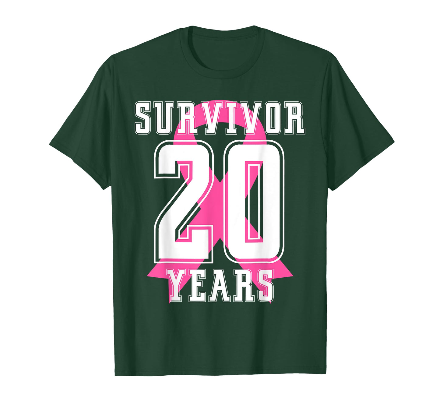 20 Years Free Survivor Breast Cancer Awareness Pink Ribbon T-Shirt