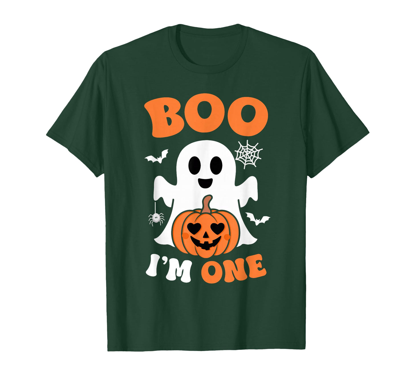 Ghost Boo I'm One Year 1st Birthday Boys Halloween Groovy T-Shirt