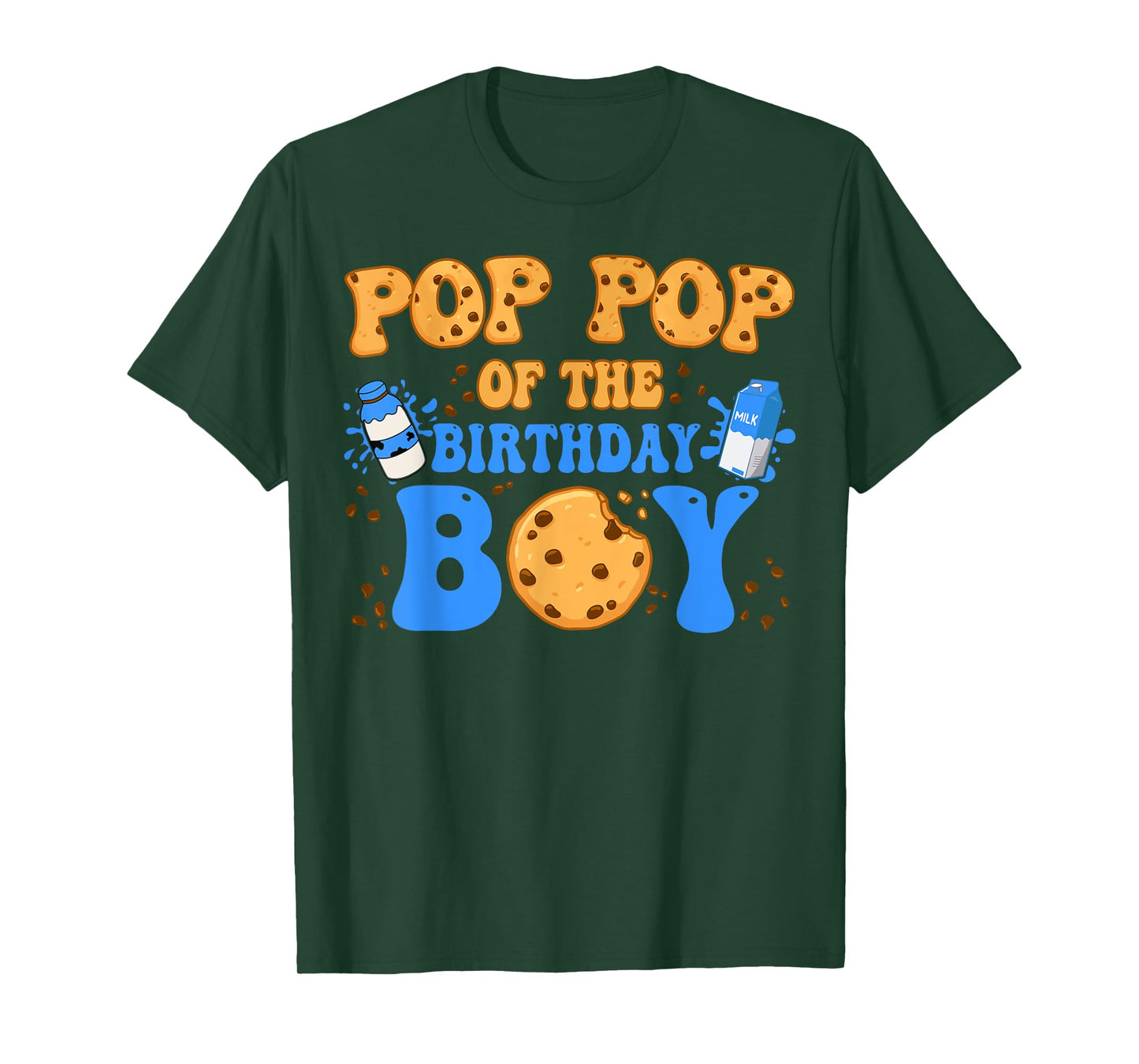 Pop Pop Of The Birthday Boy Milk and Cookies Lover T-Shirt