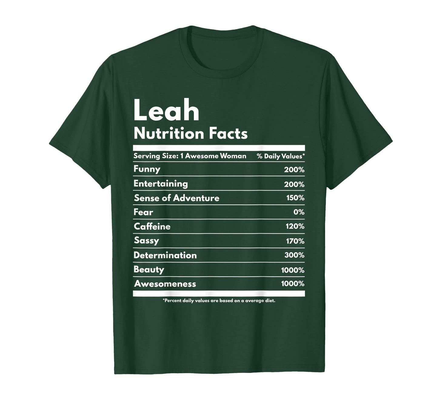 That's My Name Co. Leah Leah Nutrition Facts Funny Personalized Name Leah T-Shirt