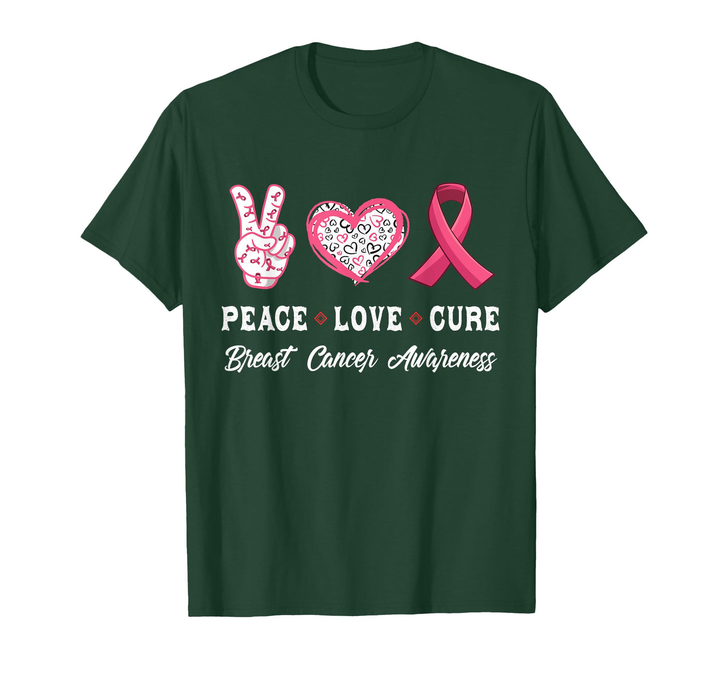 Peace Love cure Breast Cancer awareness men women T-Shirt