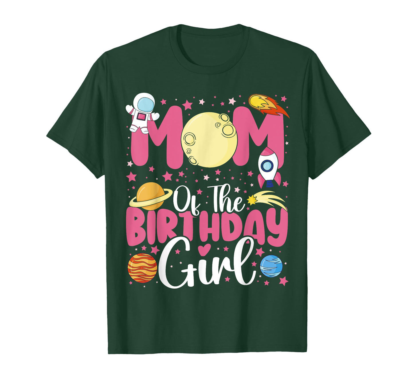 Two The Moon Mom Of the Birthday Girl Astronaut Family Party T-Shirt