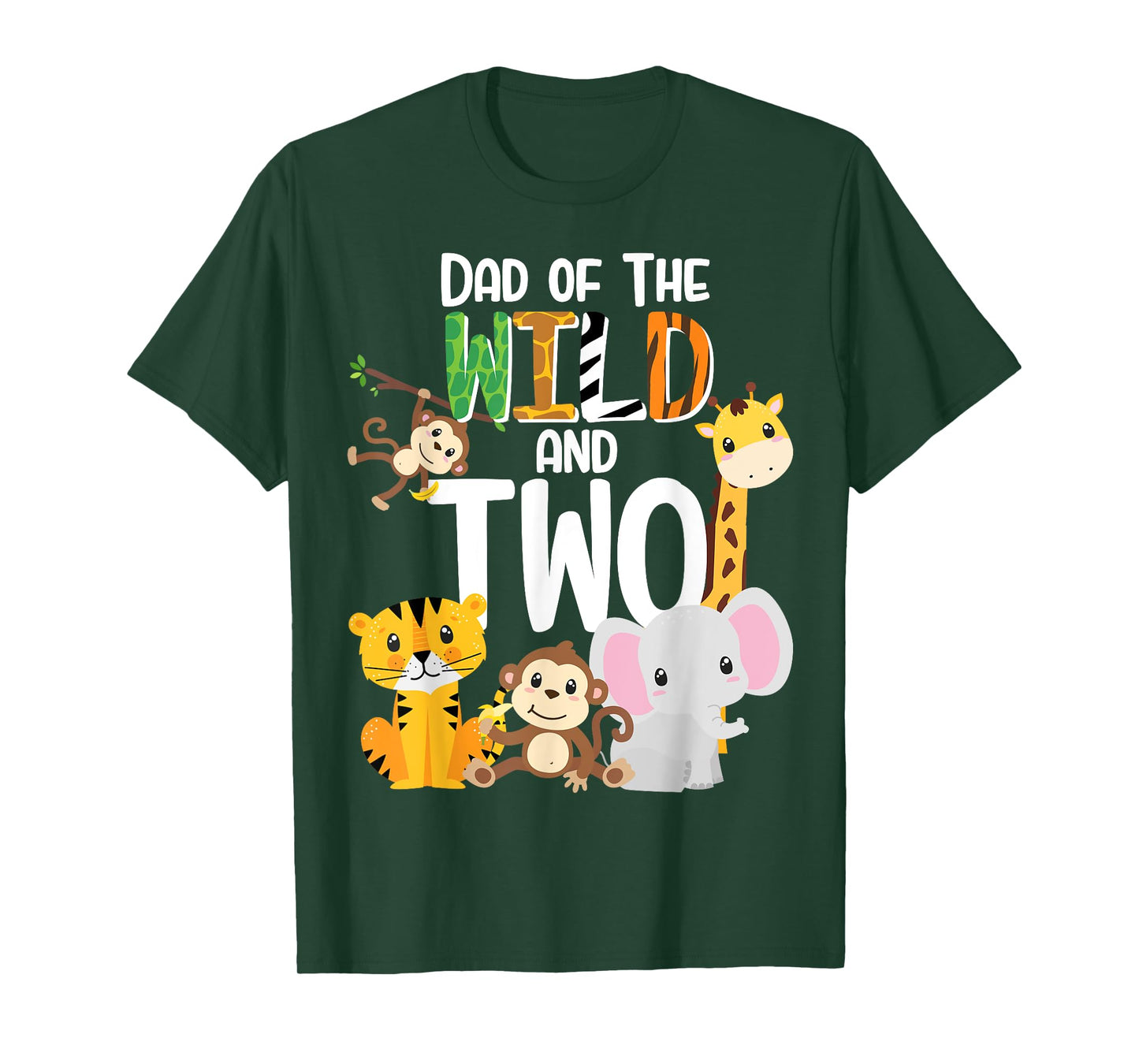 Dad of the Wild and Two Zoo Theme Birthday Safari Jungle T-Shirt
