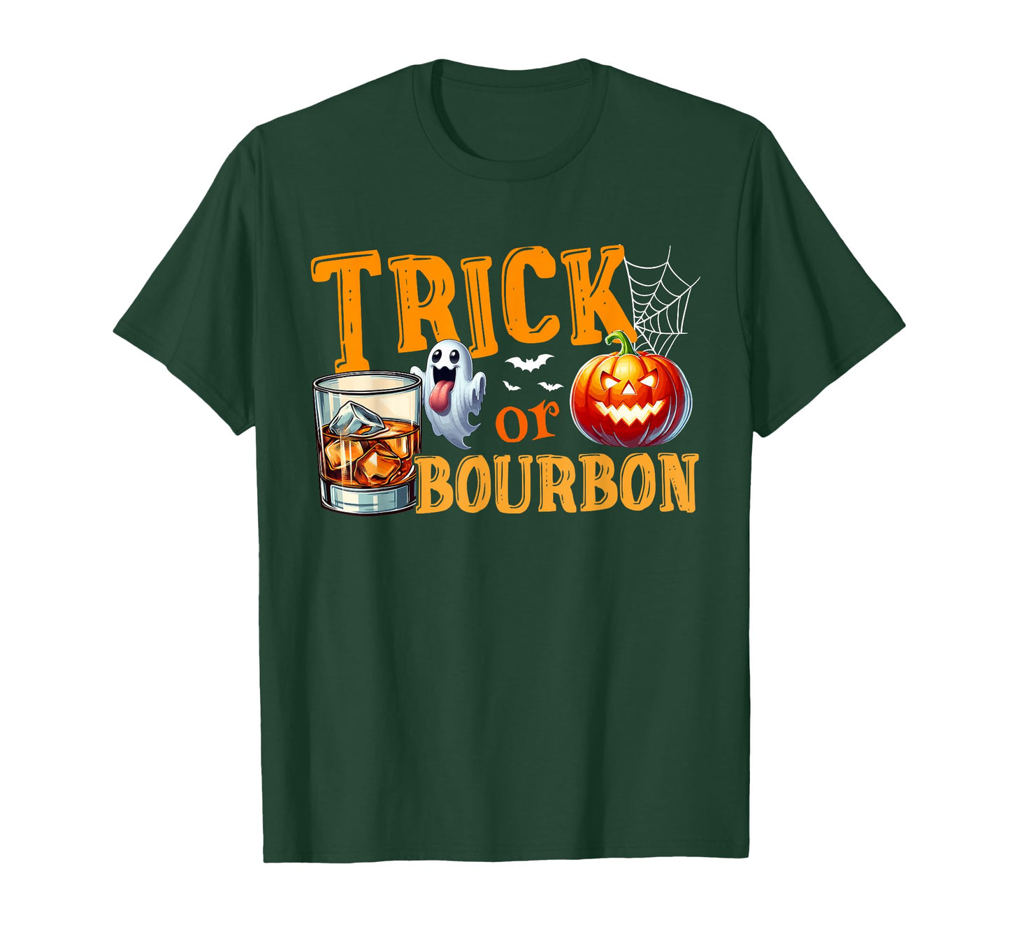Trick Or Bourbon Halloween Bourbon Glasses Boo Funny Drunker T-Shirt