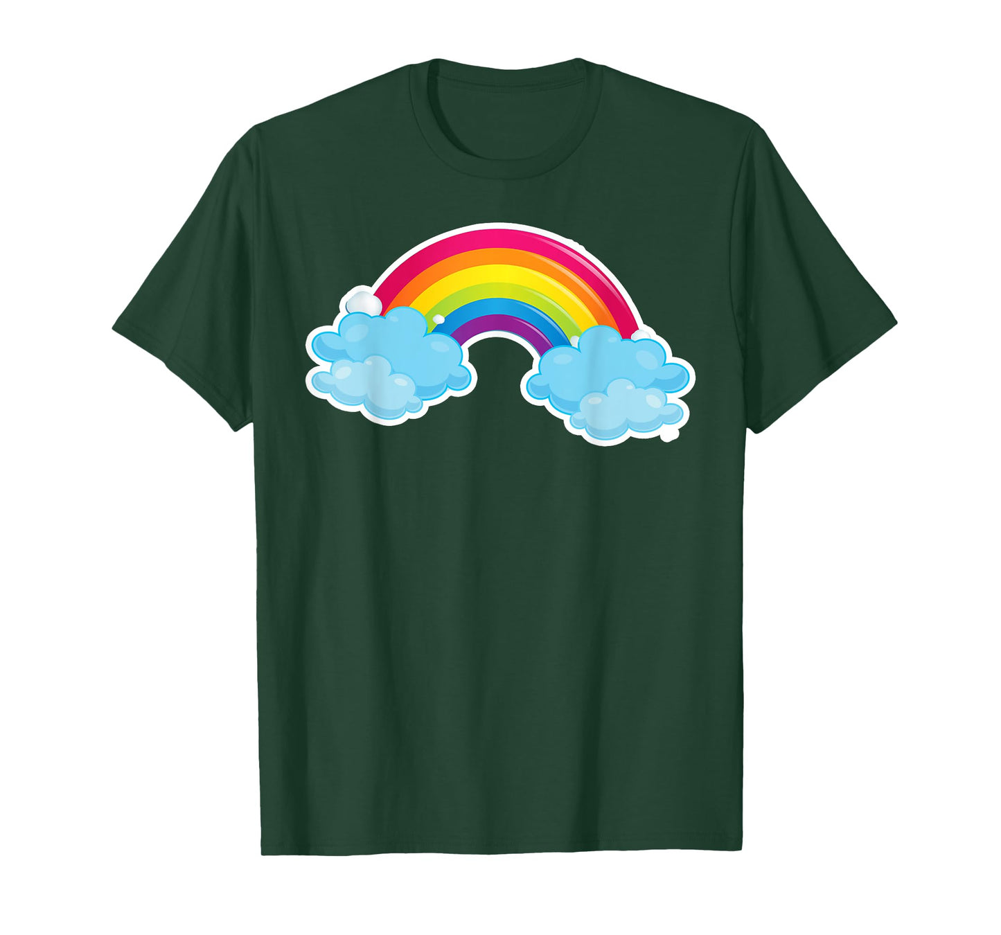 Colorful Rainbow and Clouds Cute Fun Aesthetic T-Shirt