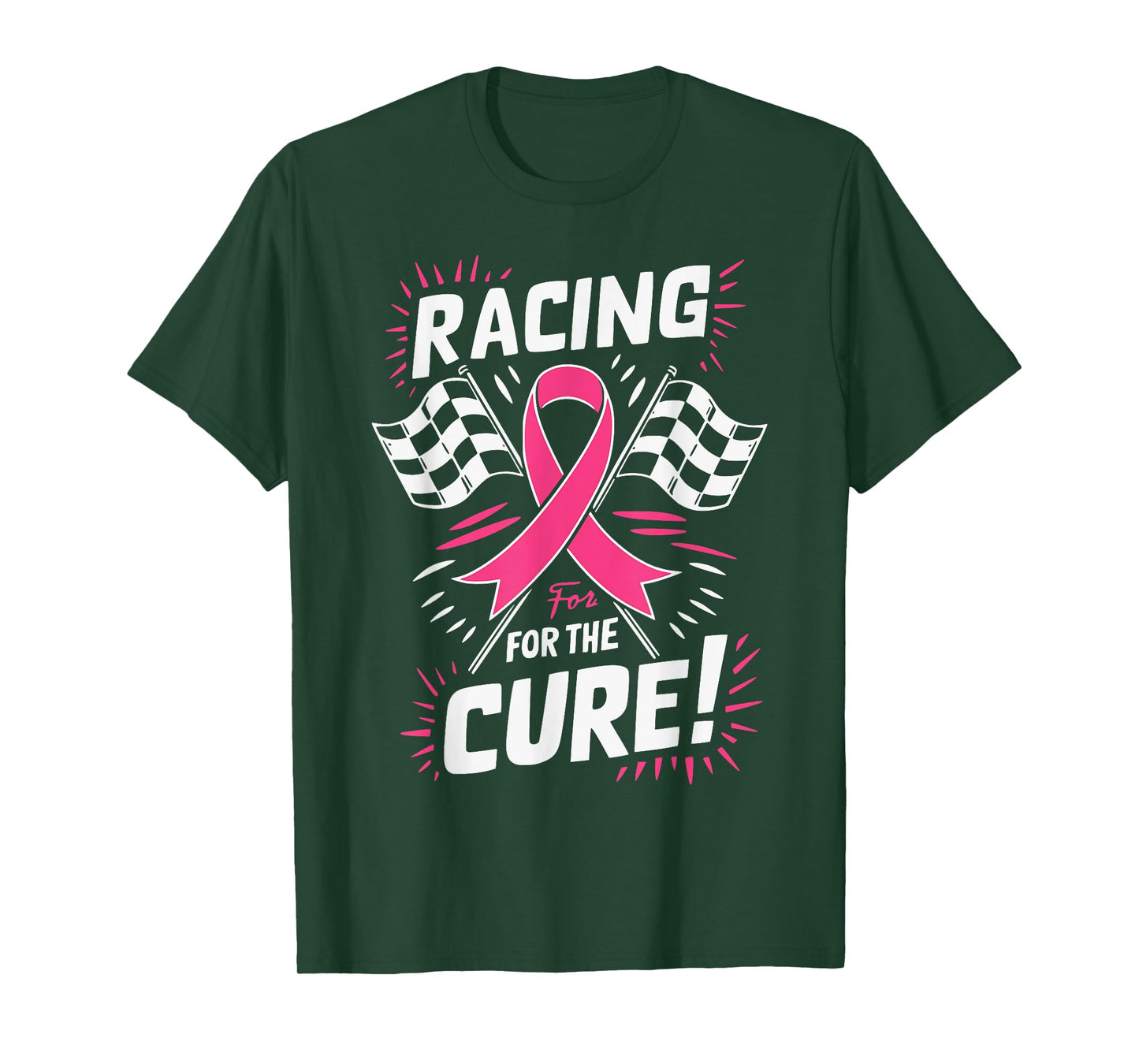 Pink Ribbon Breast Cancer Awareness Racing for a Cure T-Shirt
