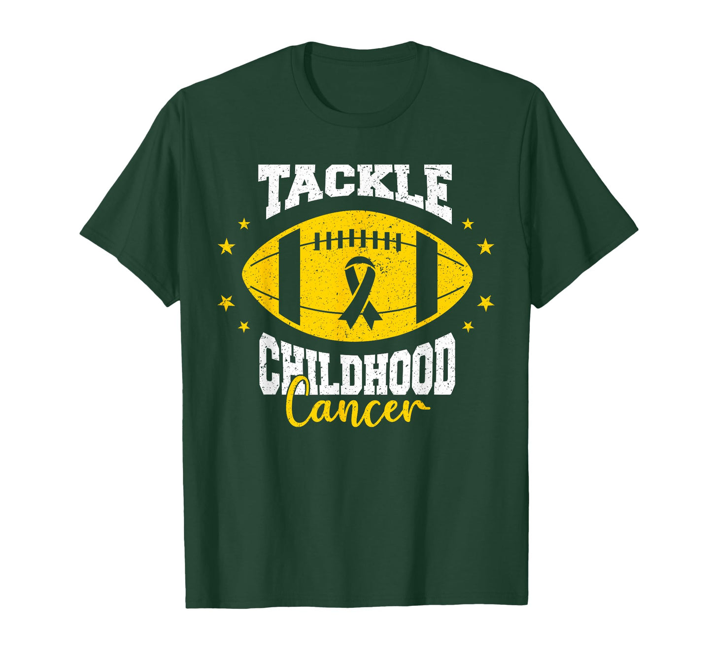 Tackle Childhood Cancer Awareness Football Gold Ribbon T-Shirt