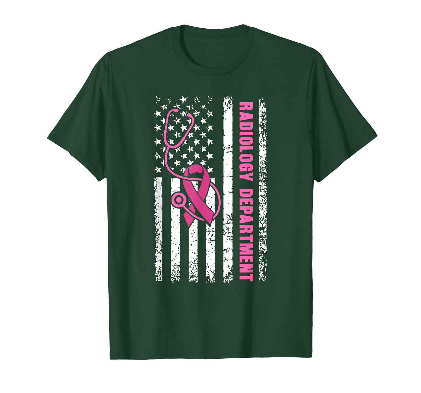 Radiology Department Breast Cancer Awareness USA Flag Nurse T-Shirt