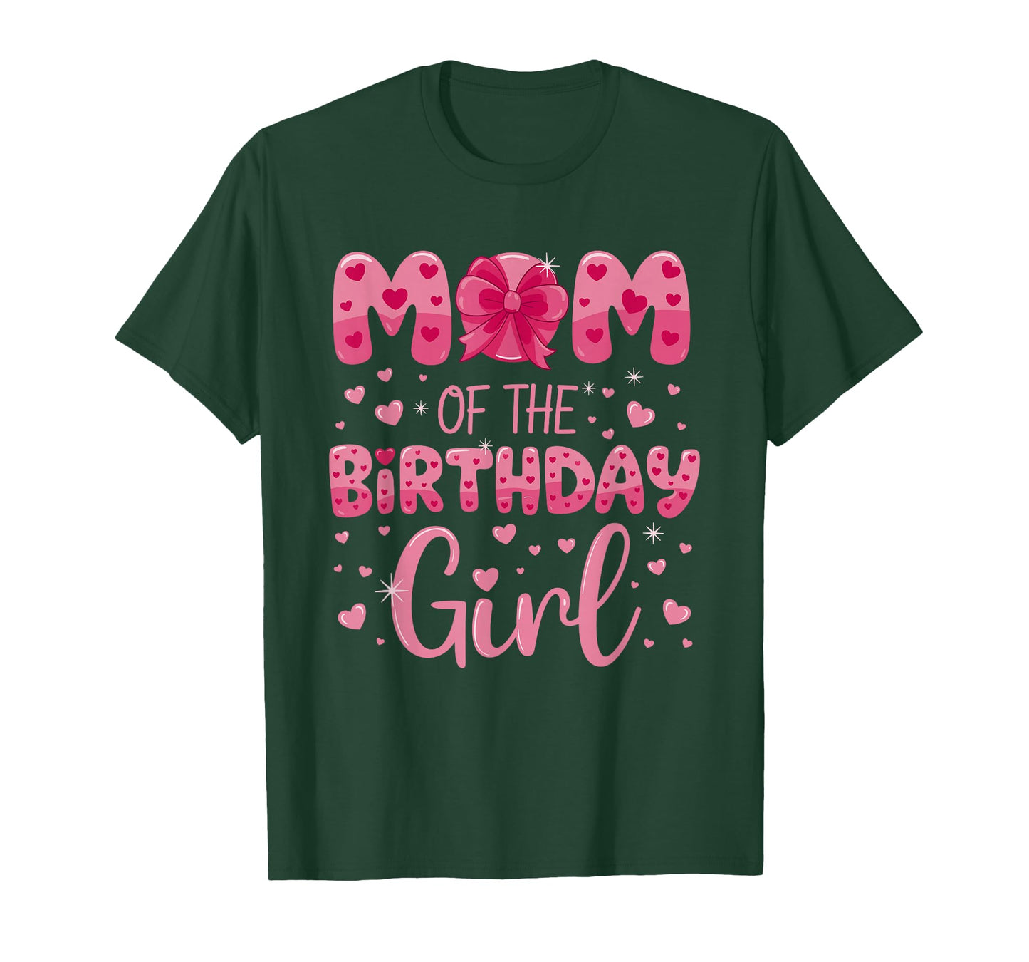 Mom of the Birthday Girl Cute Pink Heart Design T-Shirt
