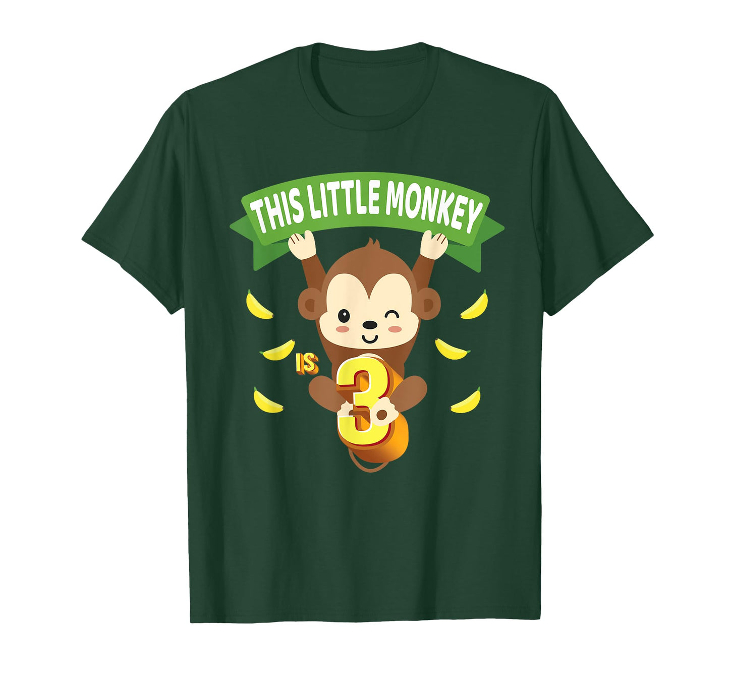 This Little Monkey Is 3 Years Old Kid 3rd Birthday Monkeys T-Shirt