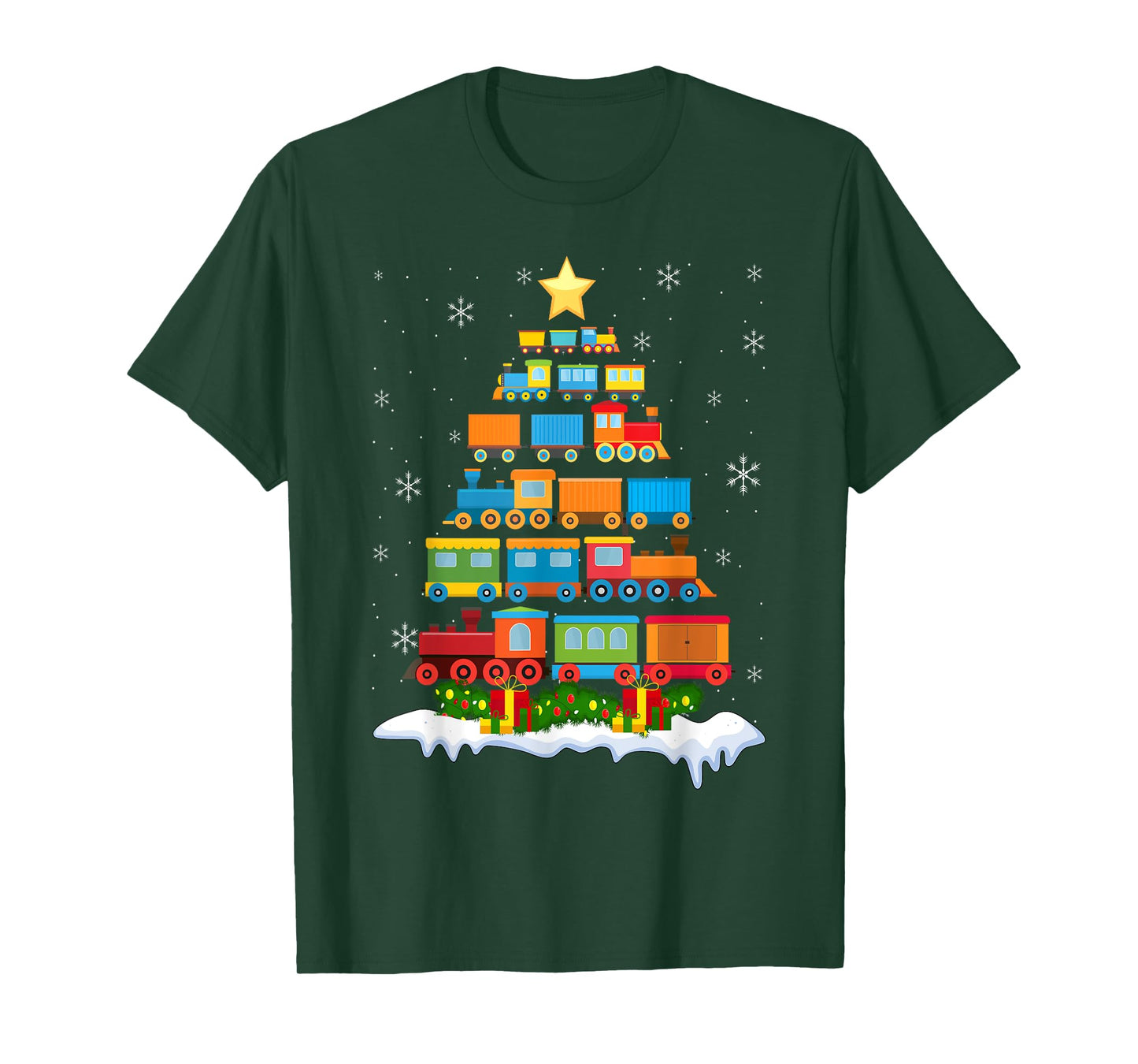 Train Lover Xmas Tree Santa Christmas Train T-Shirt