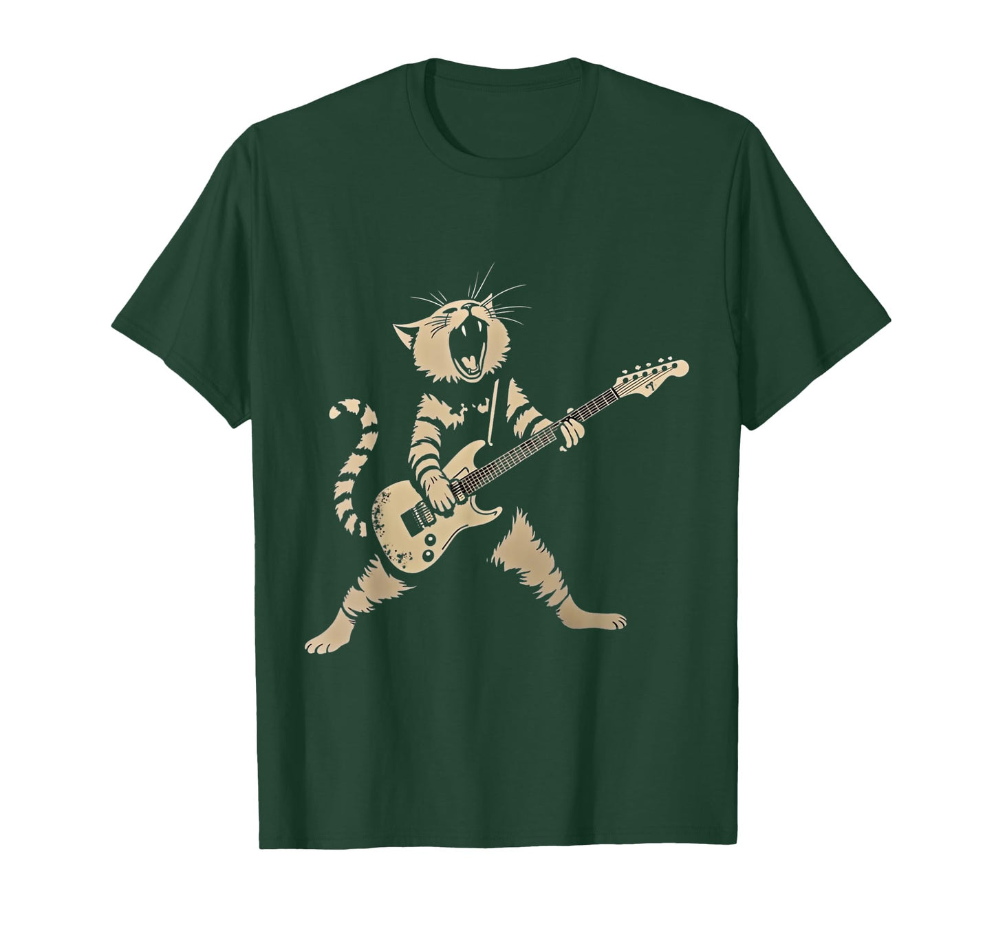 Cat Playing Guitar Rock Star Rock and Roll For Men Women Kid T-Shirt