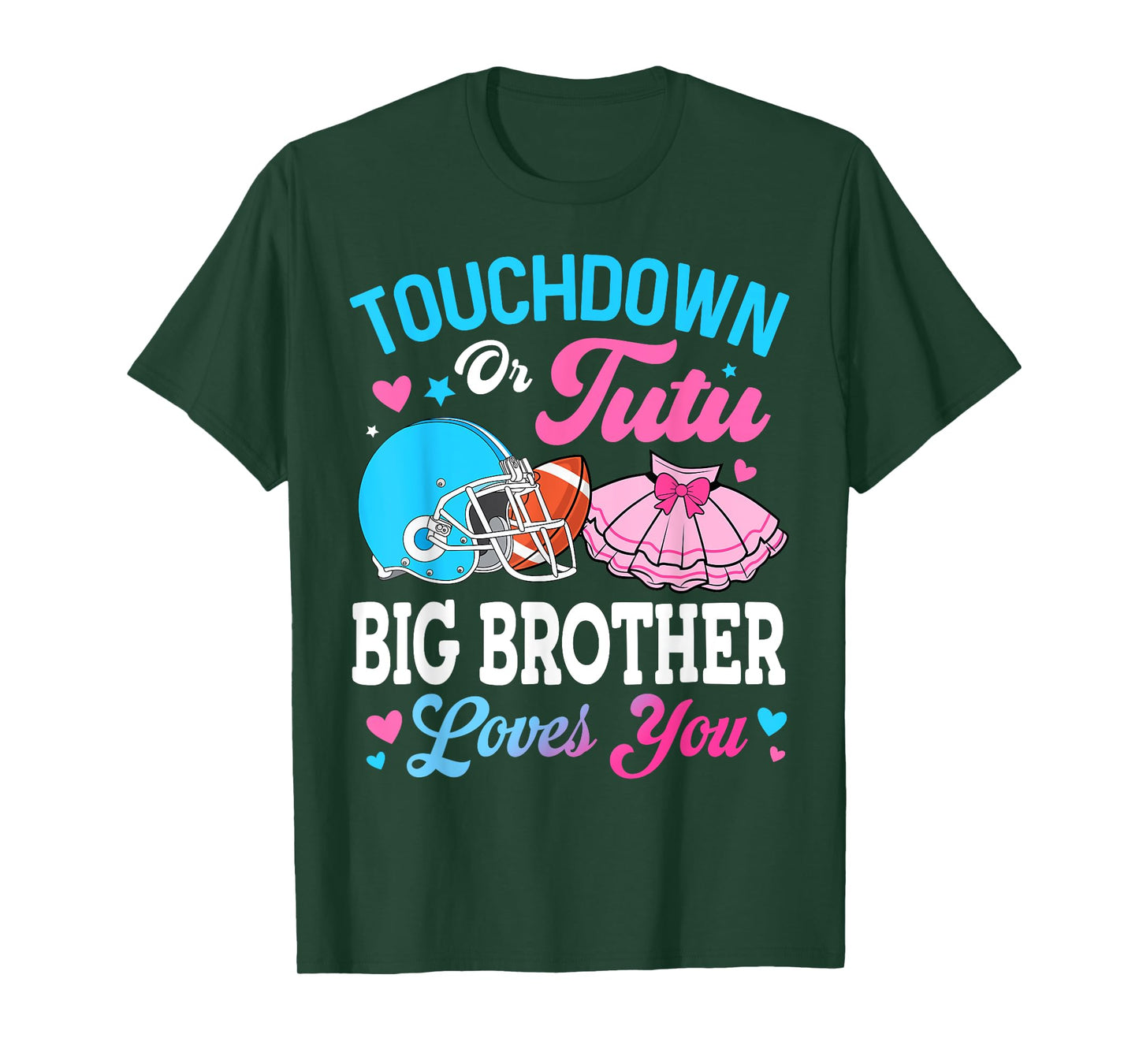 Touchdown or Tutu Big Brother Loves You Gender Reveal Family T-Shirt