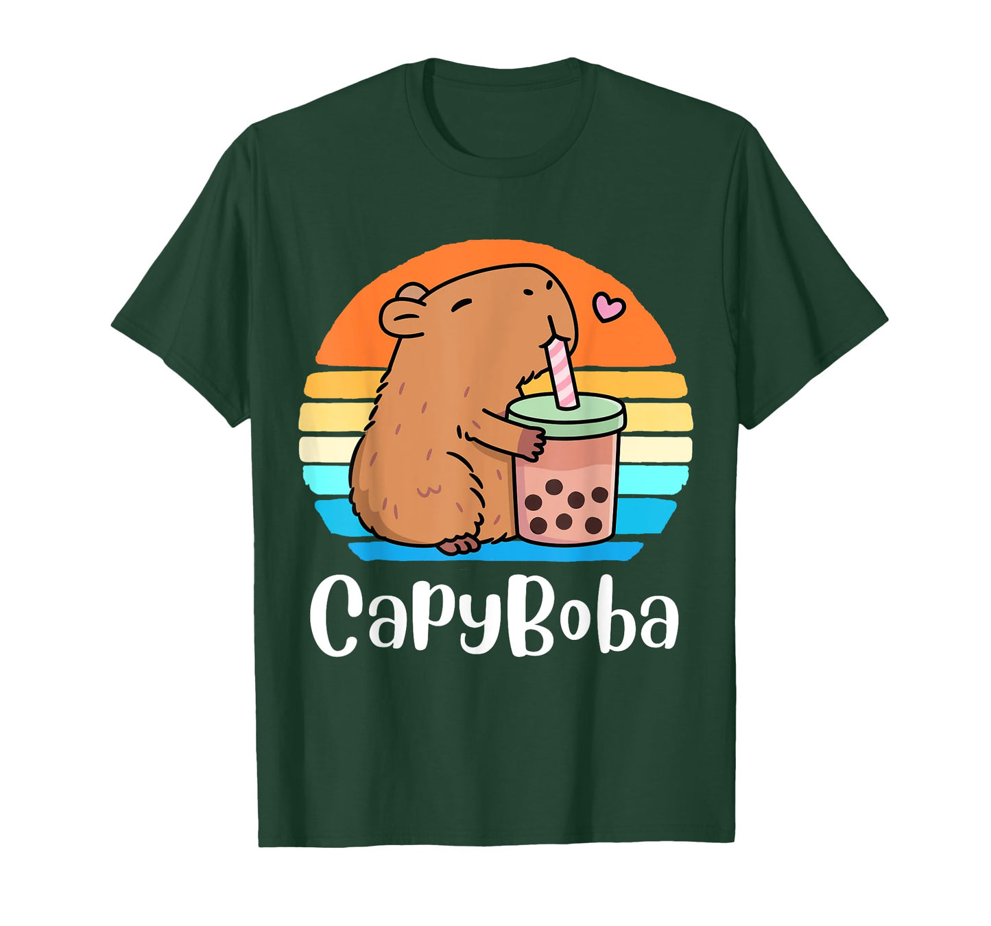 Funny Capybara Capyboba Bubble Tea Boba Tea Kids Boys Girls T-Shirt