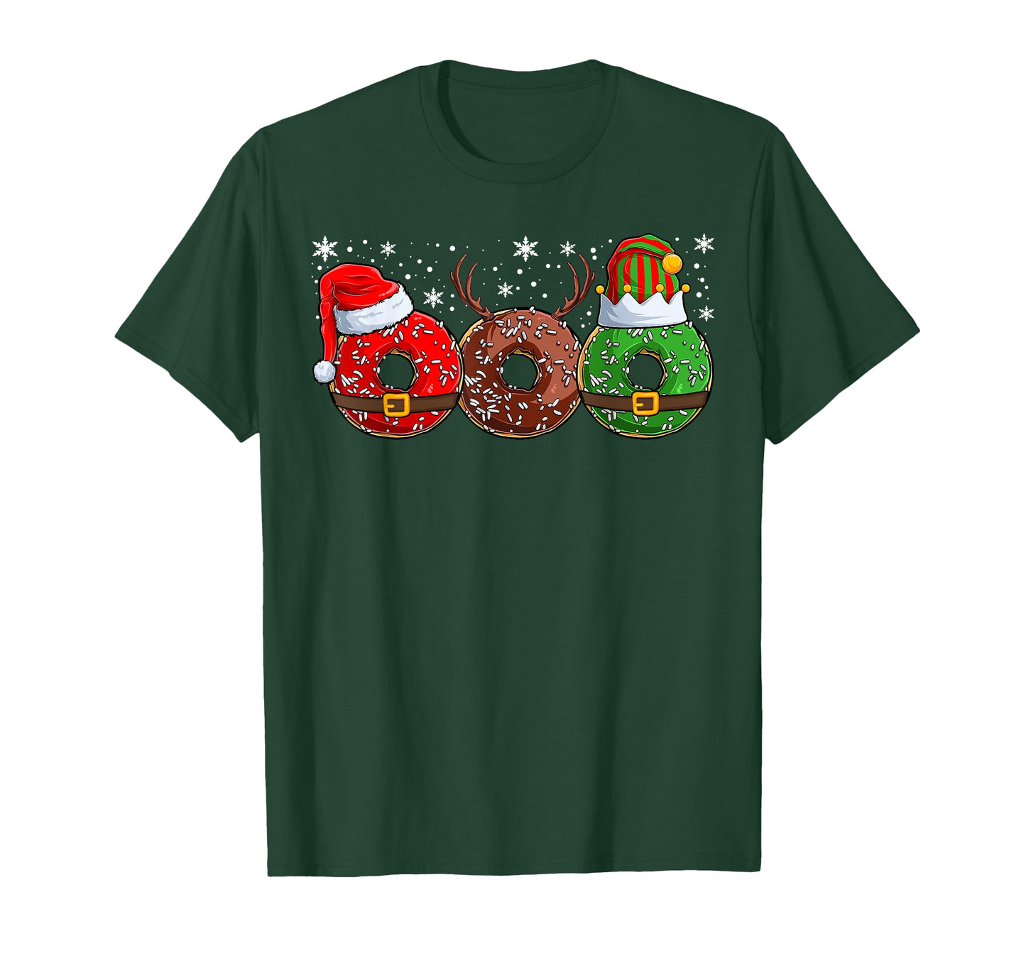 Santa Reindeer Elf Donut Doughnut Christmas Womens Mens Kids T-Shirt