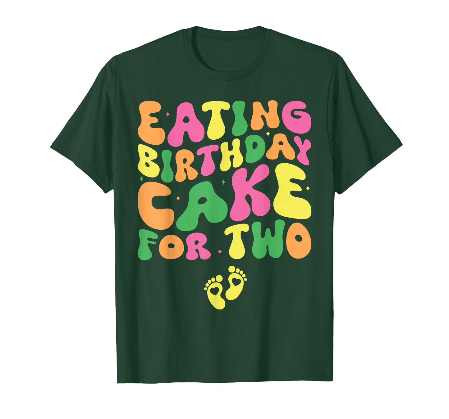 Birthday Pregnancy Announcement Apparel Co. Eating Birthday Cake For Two Pregnancy Announcement T-Shirt - Black, Small, Unisex-Adults, Short Sleeve, T-Shirt