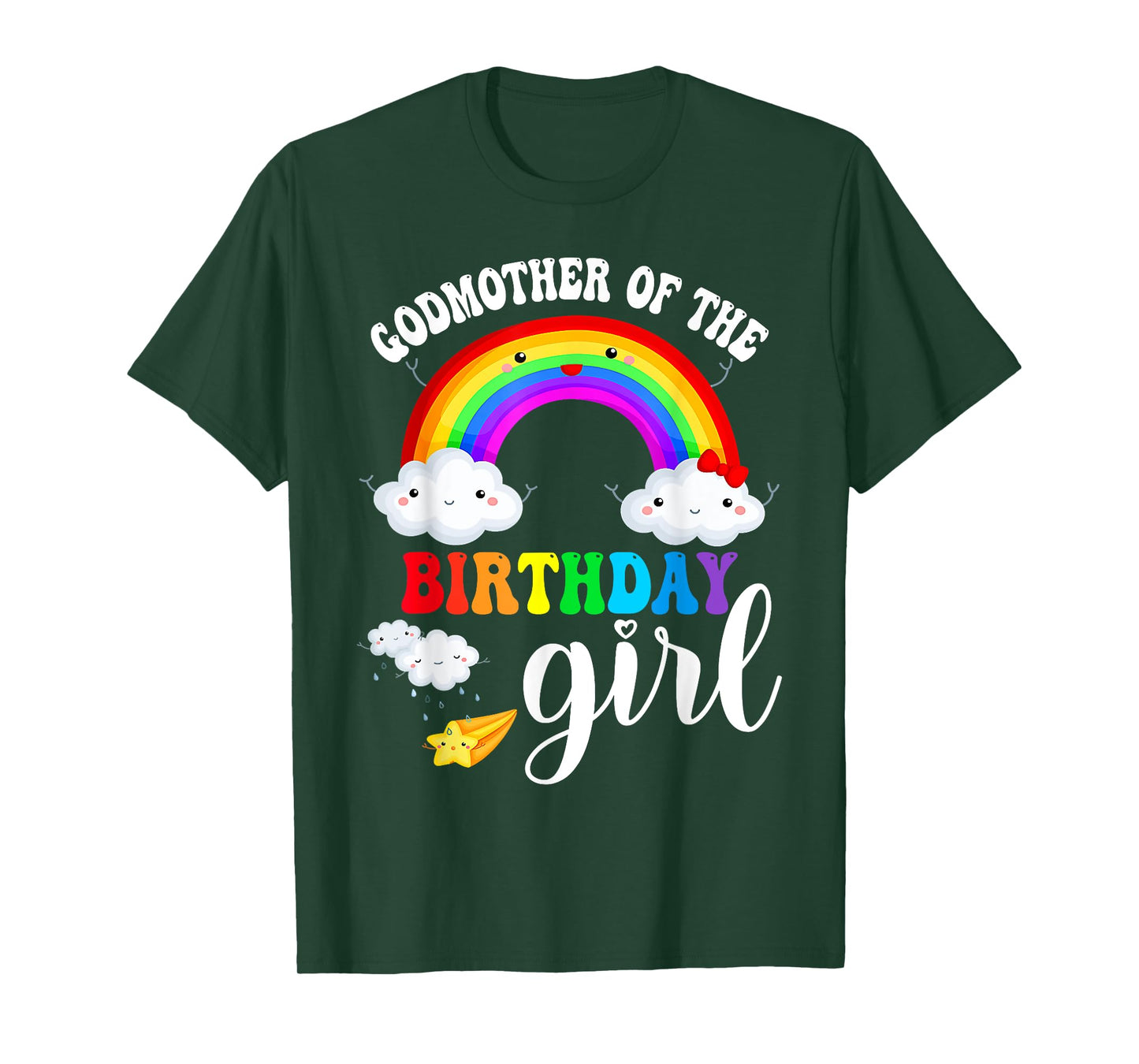 Godmother of The Birthday Girl Rainbow B-Day Matching Family T-Shirt