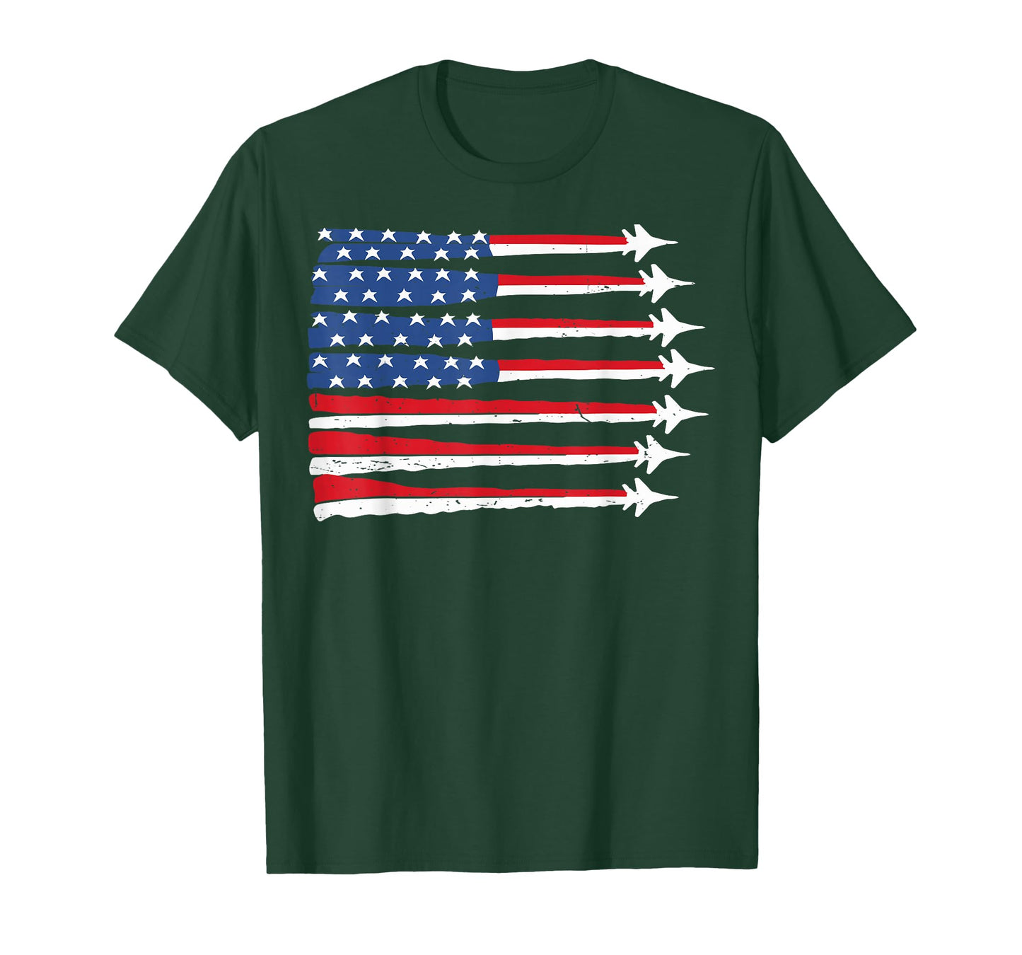 Patriotic USA Flag Fighter Jet 4th July Boy Red White & Blue T-Shirt
