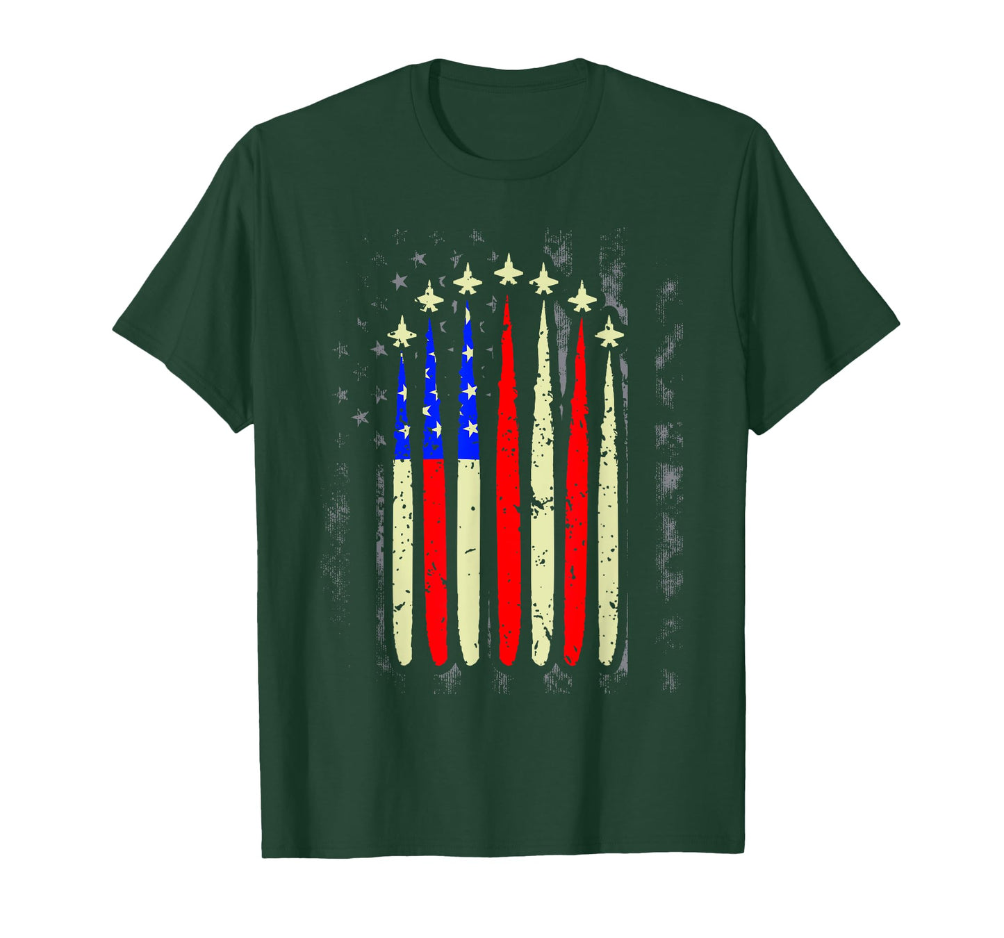 4th of July Jet Fighter American Flag Patriotic Hero Flying Women Kids Men T-Shirt