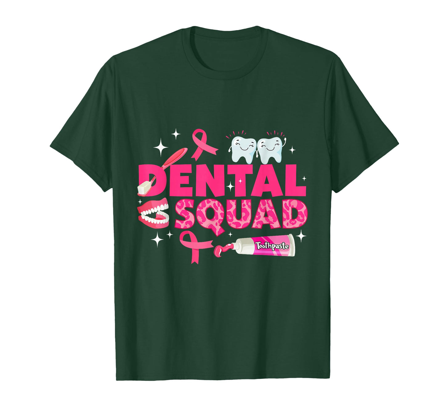 Dental Squad Teeth Pink Ribbon Breast Cancer Awareness T-Shirt