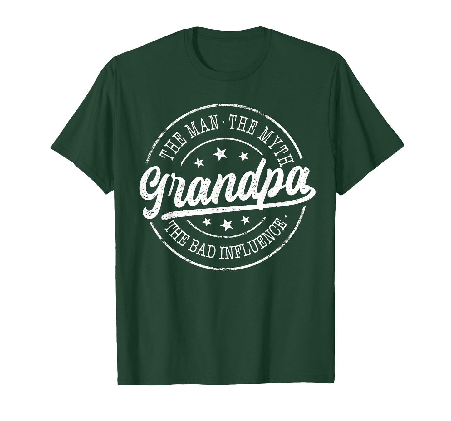 Grandpa The Man The Myth The Bad Influence Emblem Design T-Shirt