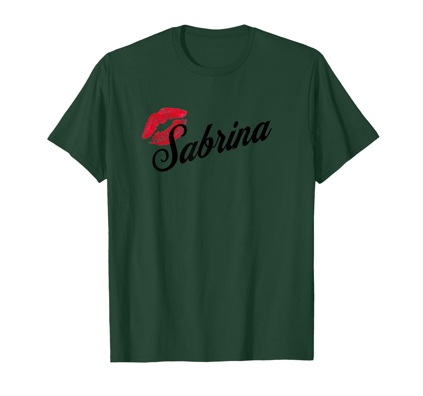 Sabrina Bold Red Lips Personalized Name For Women and Girls T-Shirt