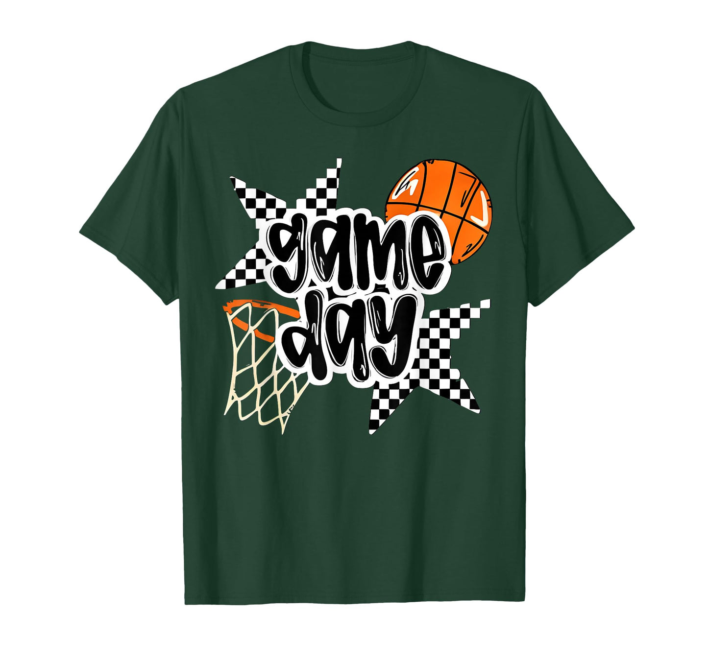 Basketball Player Game Day Checkered Basketball Fan Mom T-Shirt