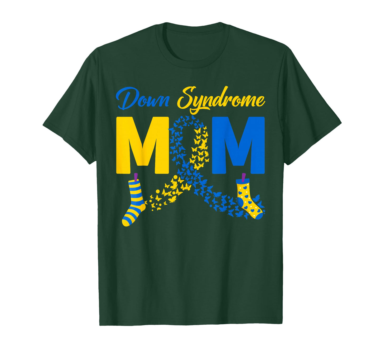 Down Syndrome Mom Yellow & Blue Ribbon Proud T21 Mom Mother T-Shirt