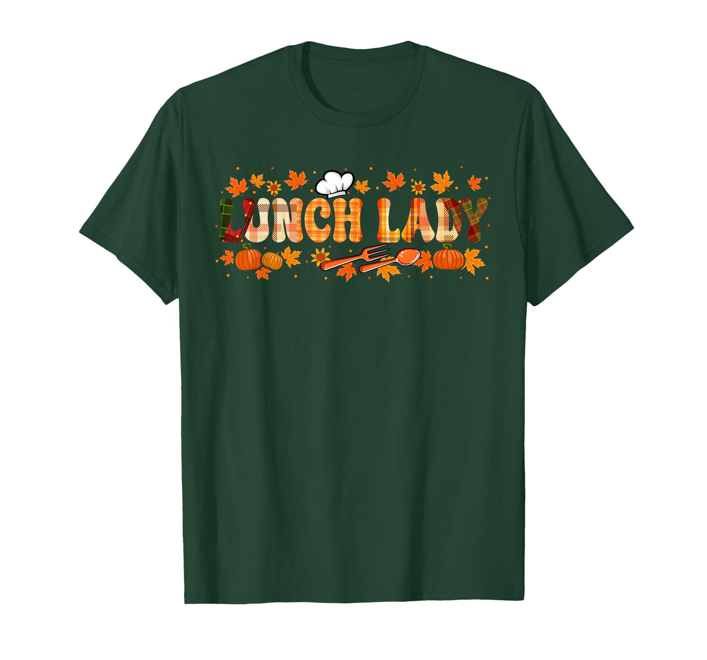 Lunch Lady Job Thanksgiving Fall Leaves Pumpkins Funny Team T-Shirt