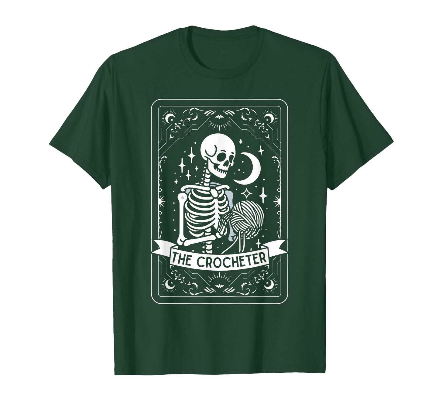 Skeleton The Crocheter Tarot Card Knitter Crochet Lover T-Shirt