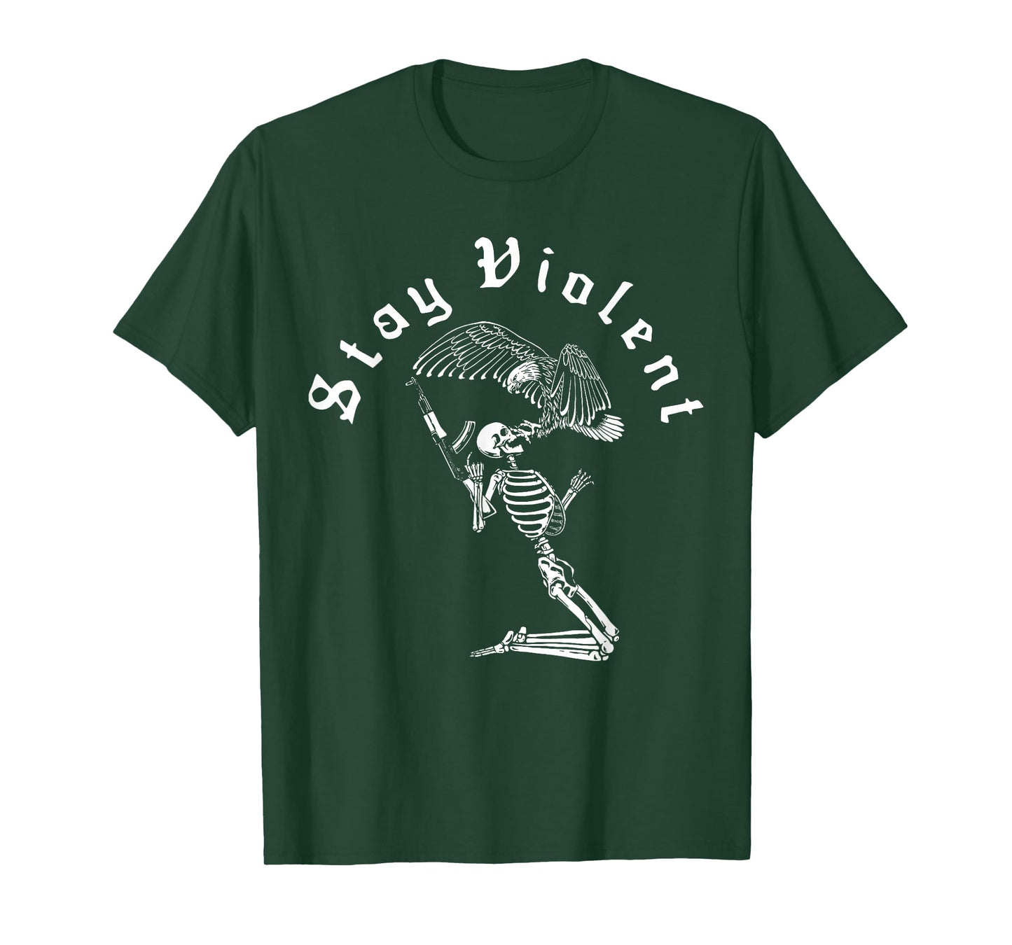 Skeleton Stay Violent Vintage 90s Halloween Spooky Skull T-Shirt