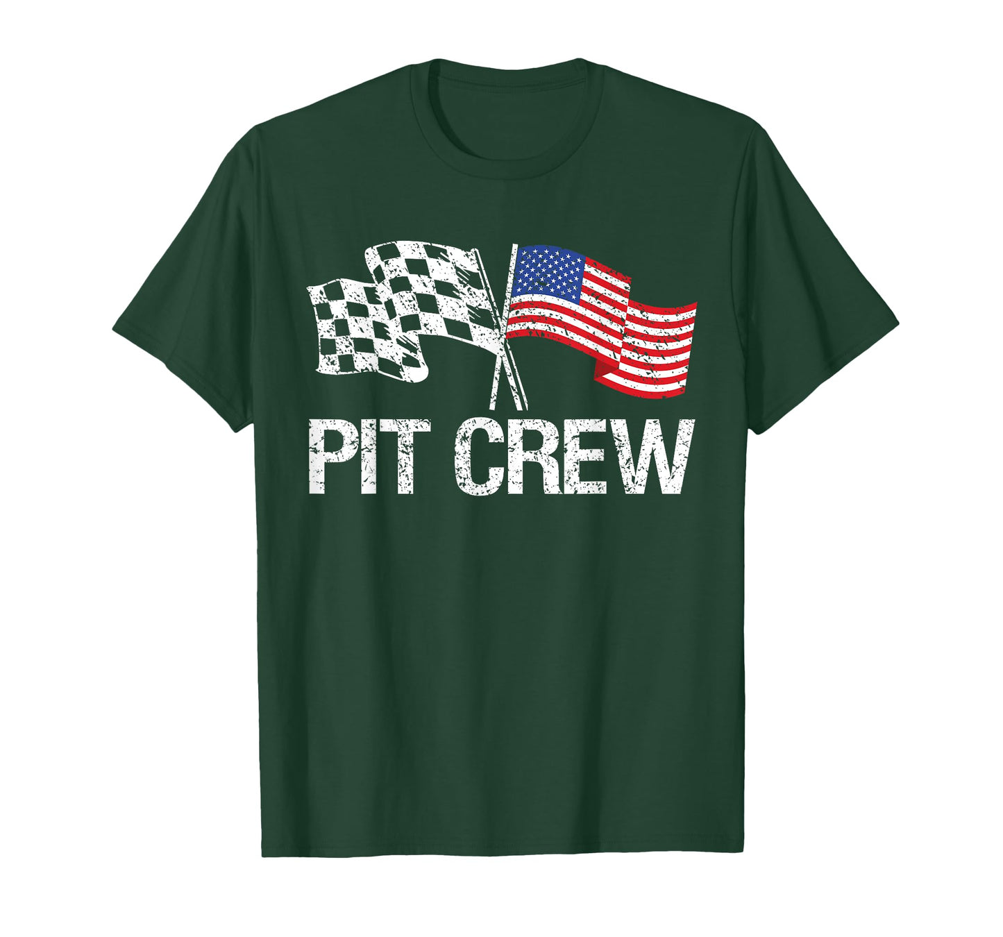 Pit Crew for Race Car Parties USA Racing Flag T-Shirt