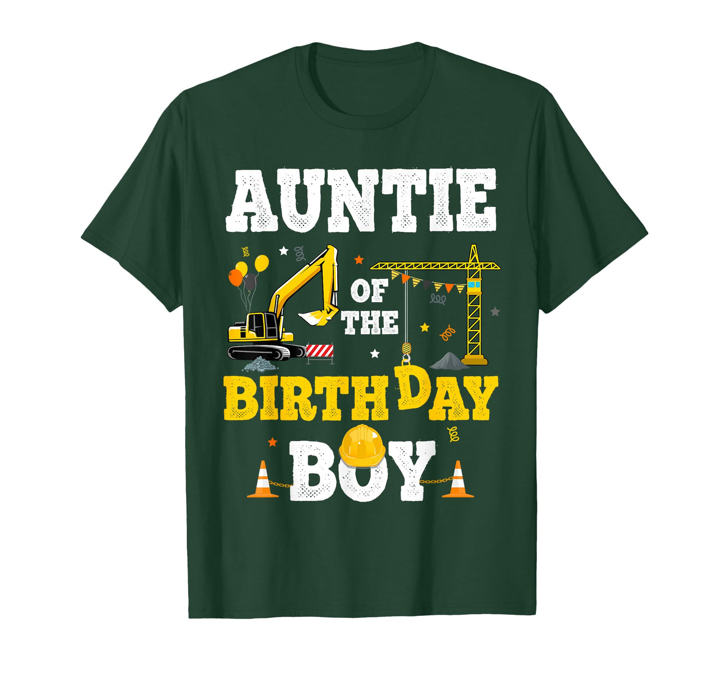 Auntie Of The Birthday Boy Construction Matching Excavator T-Shirt