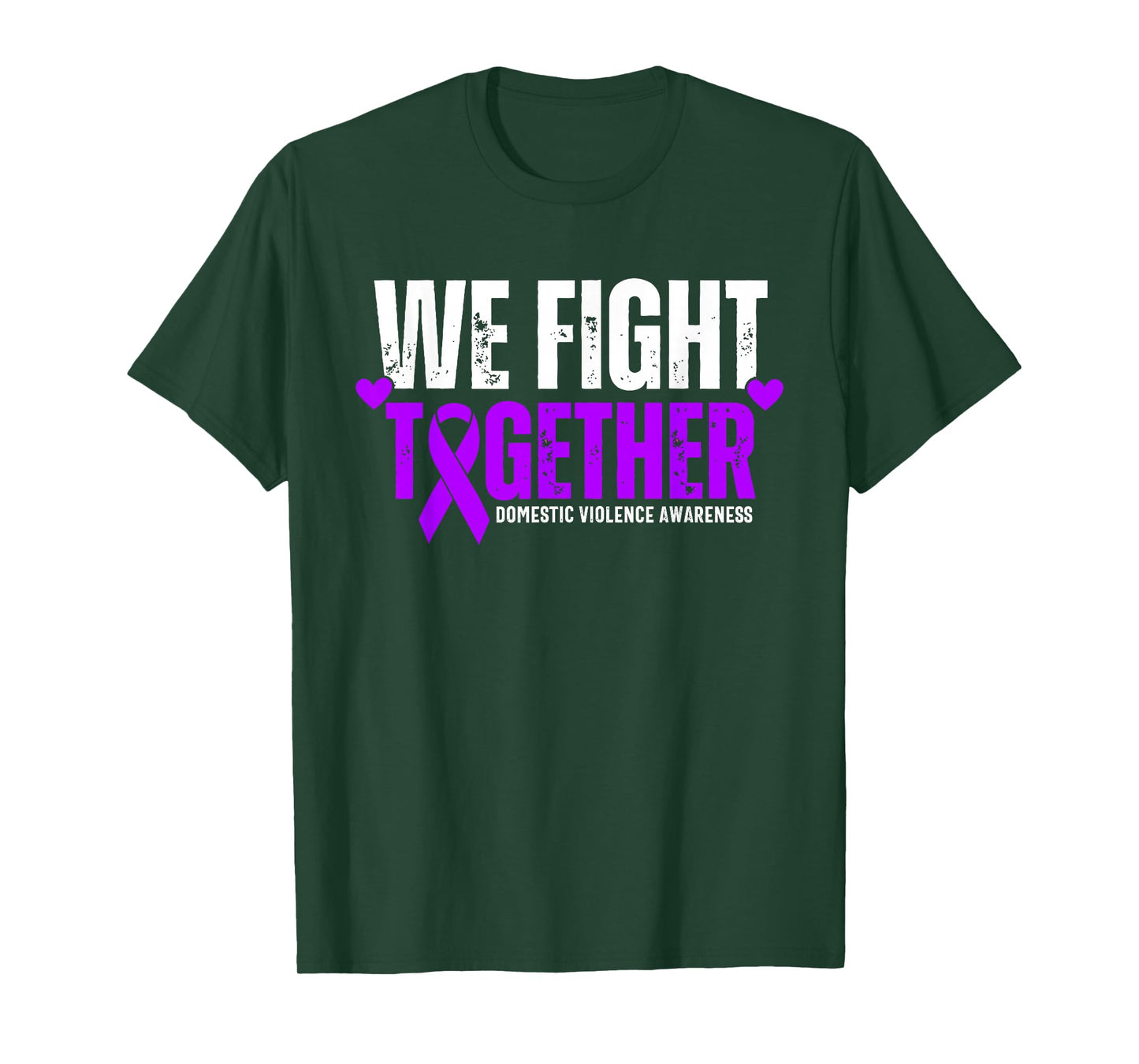 We Fight Together Purple Ribbon Domestic Violence Awareness T-Shirt