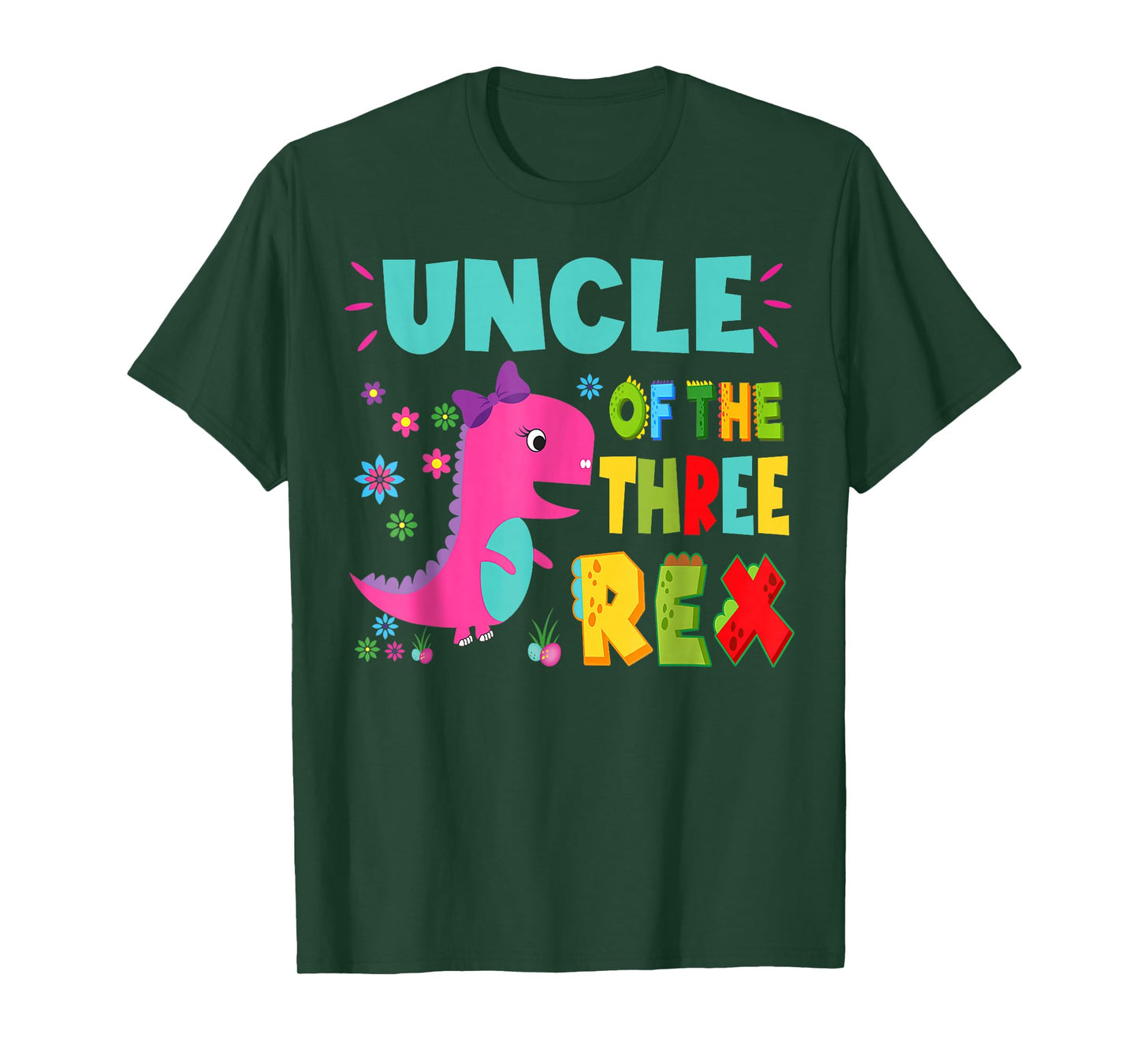 Uncle Of The Three Rex Birthday Dinosaur Family Matching T-Shirt
