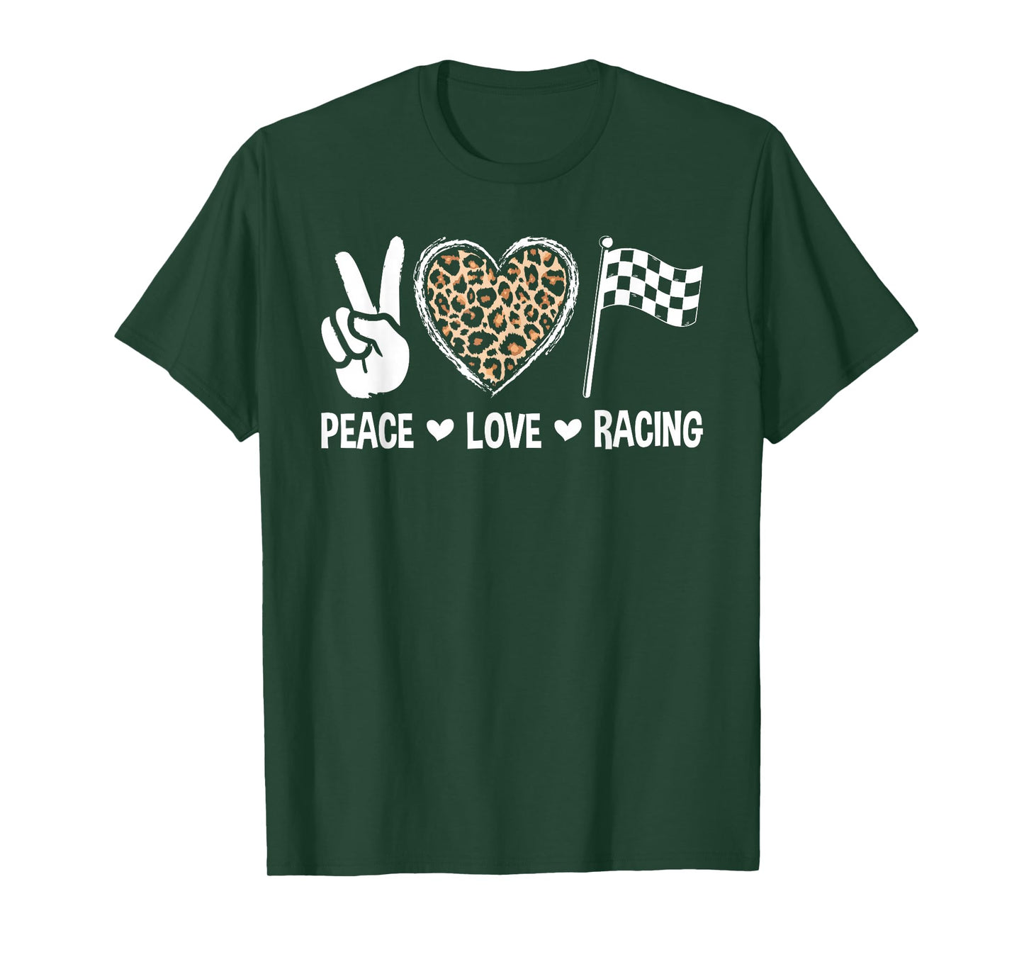Women's Racing Design Kids Girls Peace Love Racing Race Flag T-Shirt