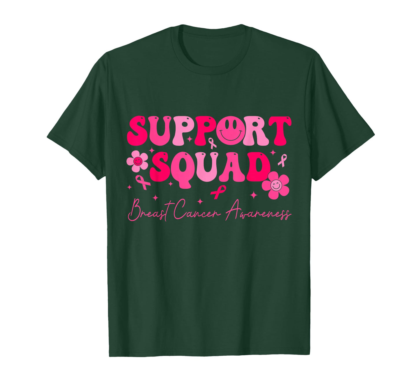 Retro Groovy Support Squad Breast Cancer Awareness T-Shirt