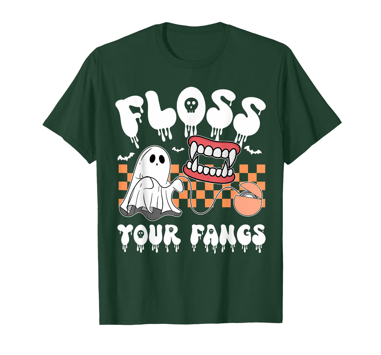 Floss Your Fangs Boo Dental Halloween Spooky Dentist T-Shirt