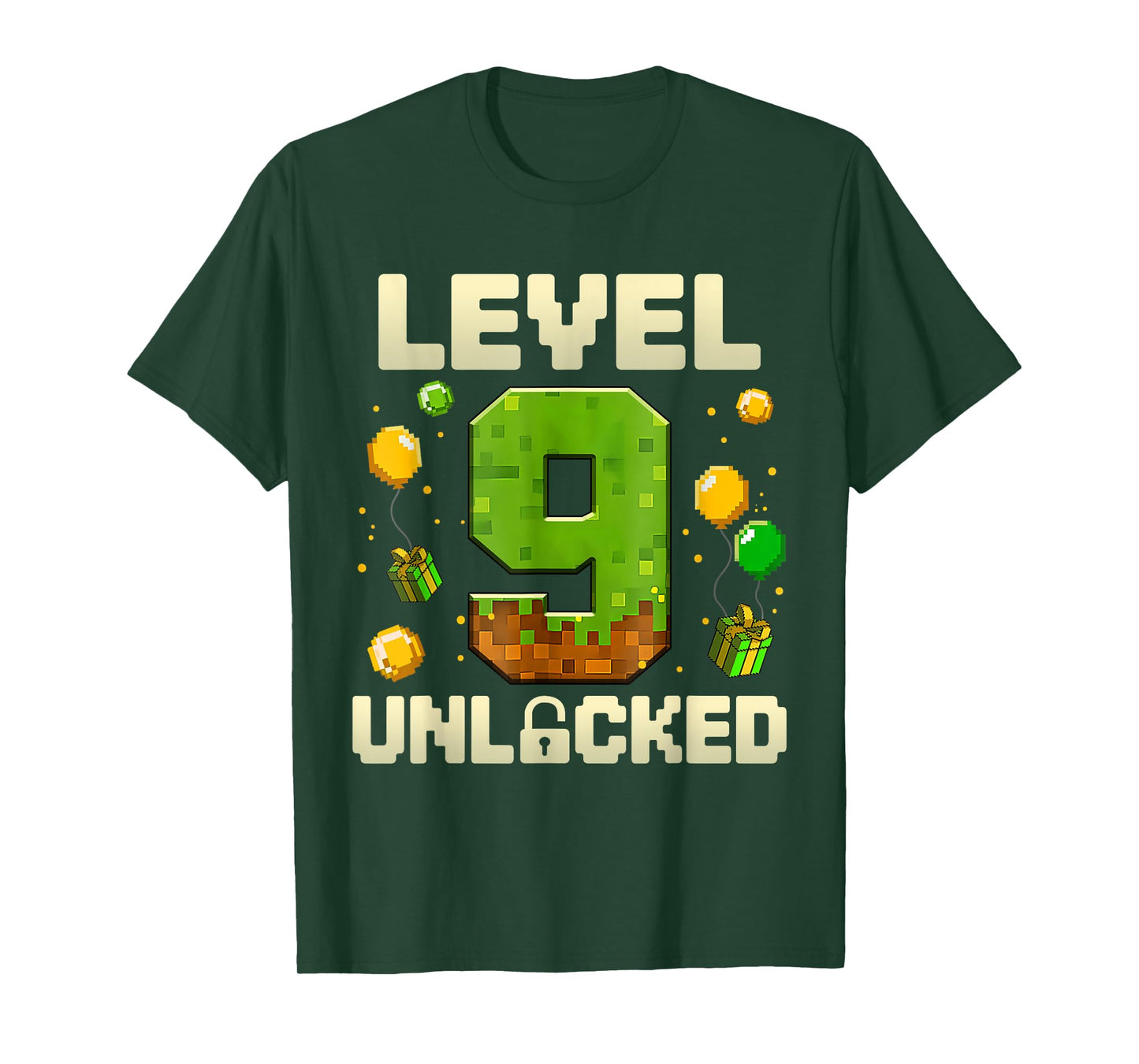 Birthday Boy Shirt Level 9 Unlocked 9th Birthday Game Pixel T-Shirt