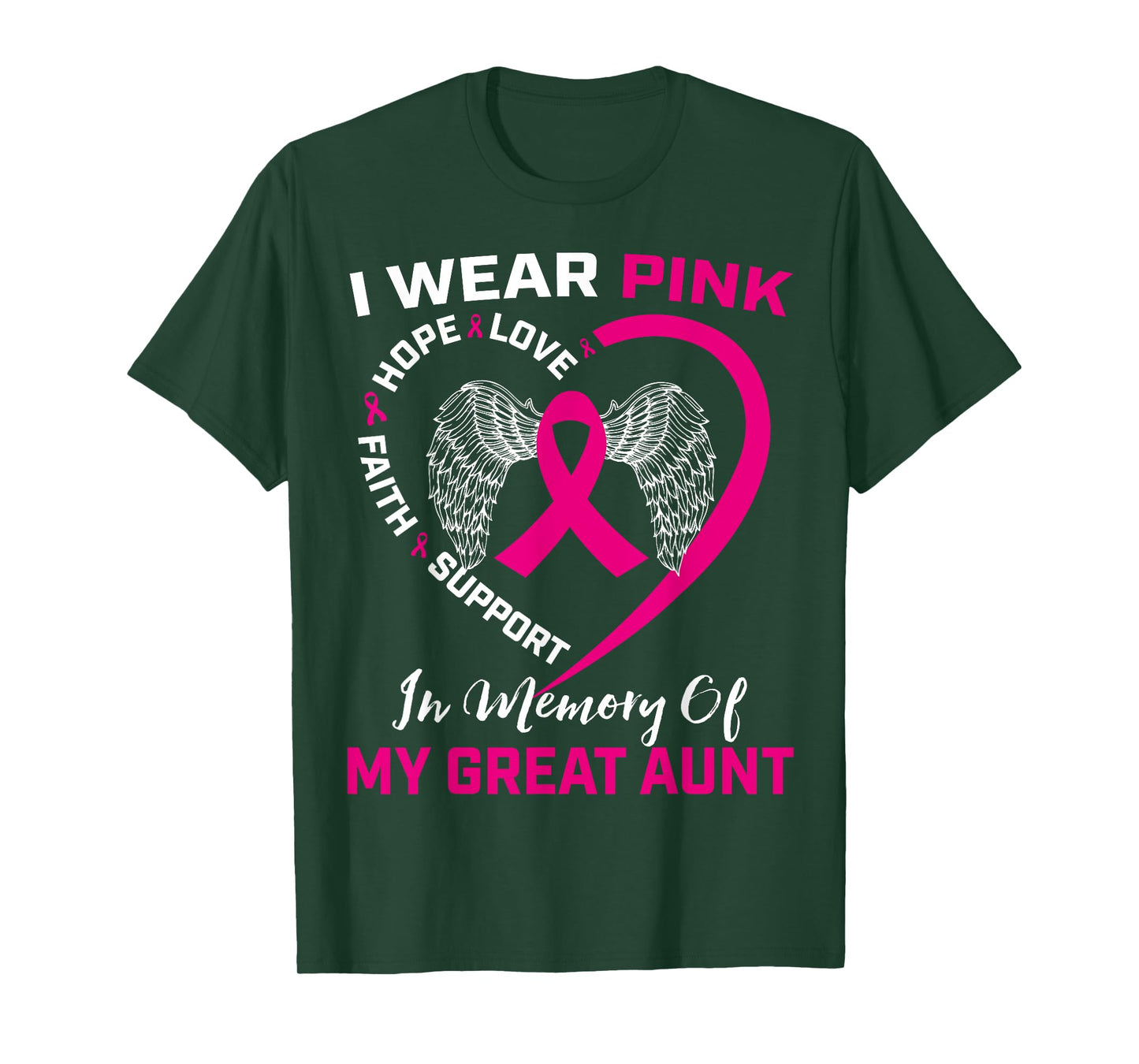 I Wear Pink In Memory Of My Great Aunt Breast Cancer Graphic T-Shirt