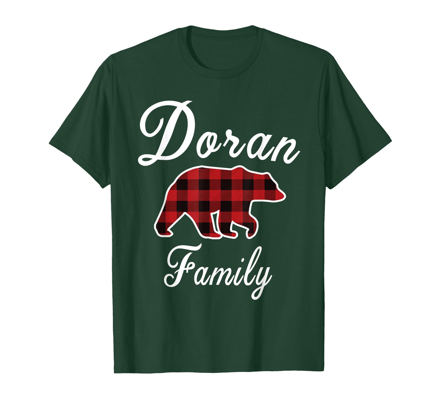 DORAN Family Bear Red Plaid Christmas Pajama Men Women Gift T-Shirt