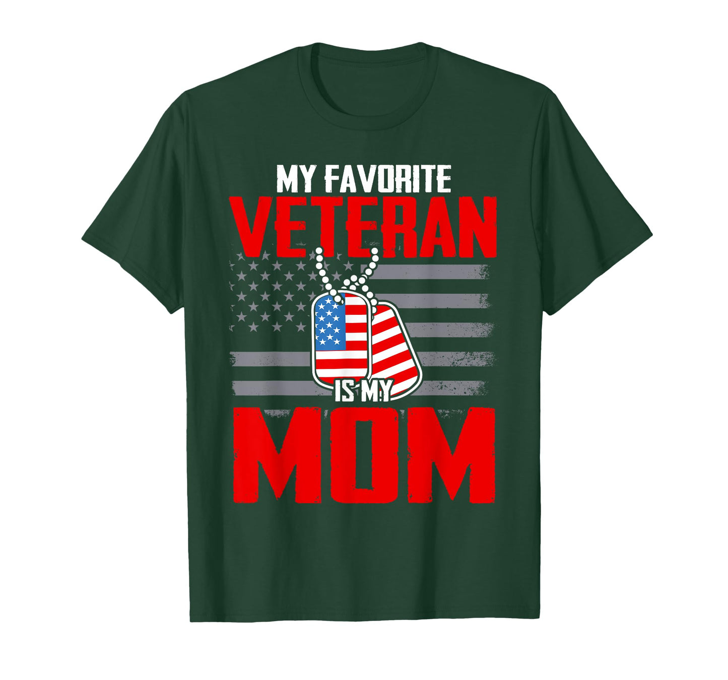 My Favorite Veteran Is My Mom Usa Flag Vintage Men Women T-Shirt