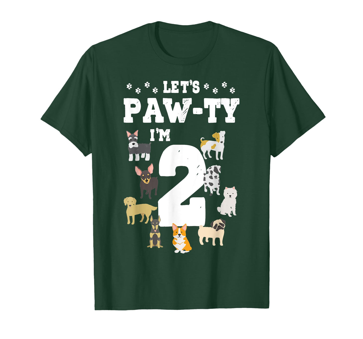 Let's Pawty I'm 2nd Birthday Puppy Dog Theme 2 Year Old T-Shirt