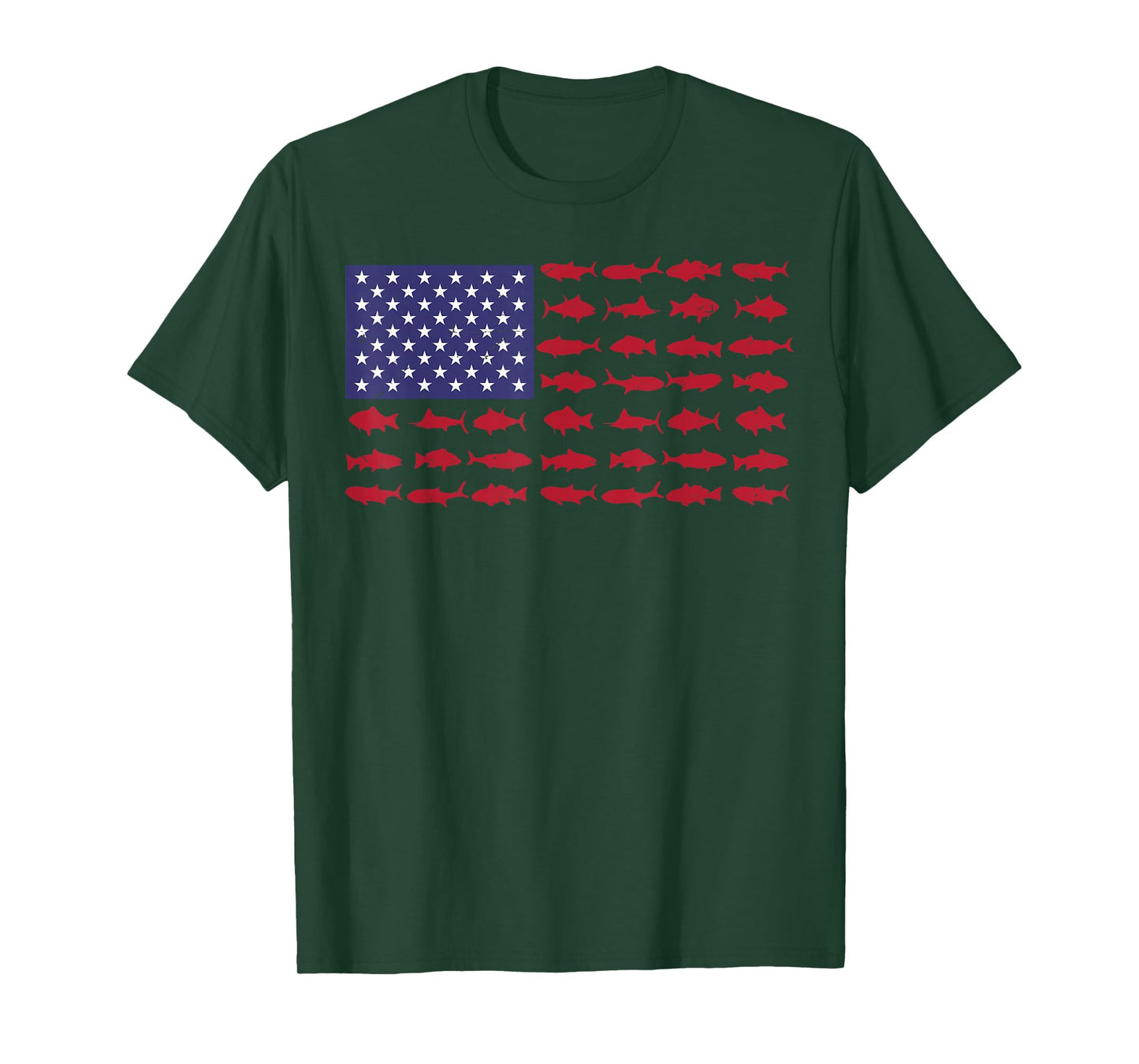 American Flag Fishing Men Kids Bass Fish Dad Funny Graphic T-Shirt