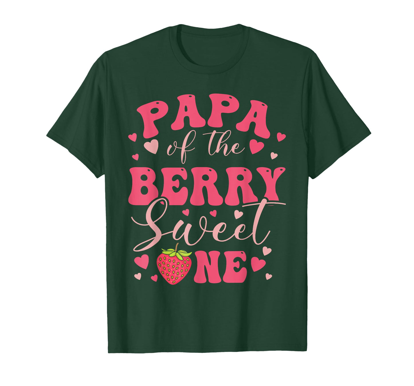 Papa Of The Berry Sweet One Strawberry First Birthday T-Shirt