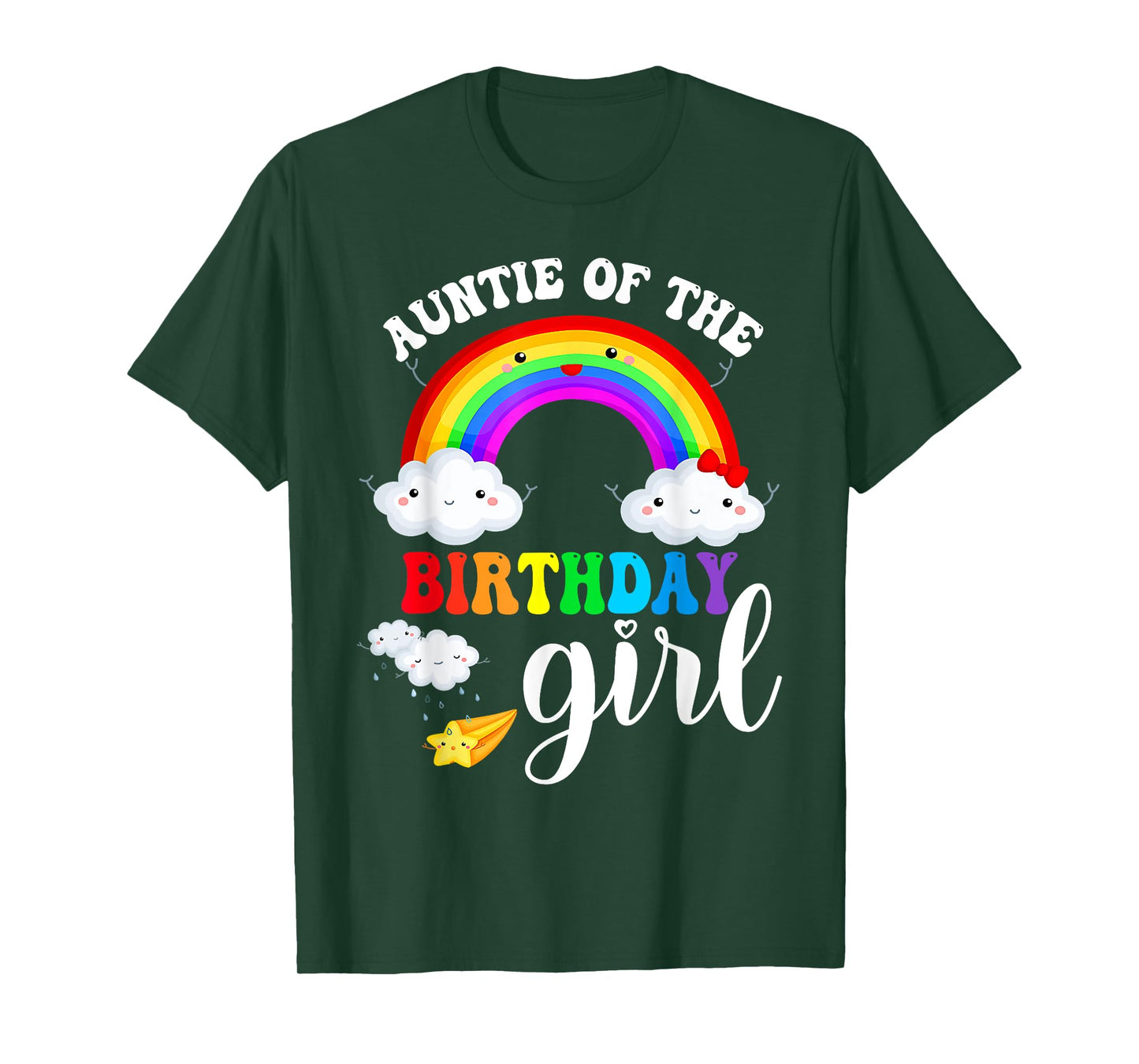 Auntie of The Birthday Girl Rainbow B-Day Matching Family T-Shirt