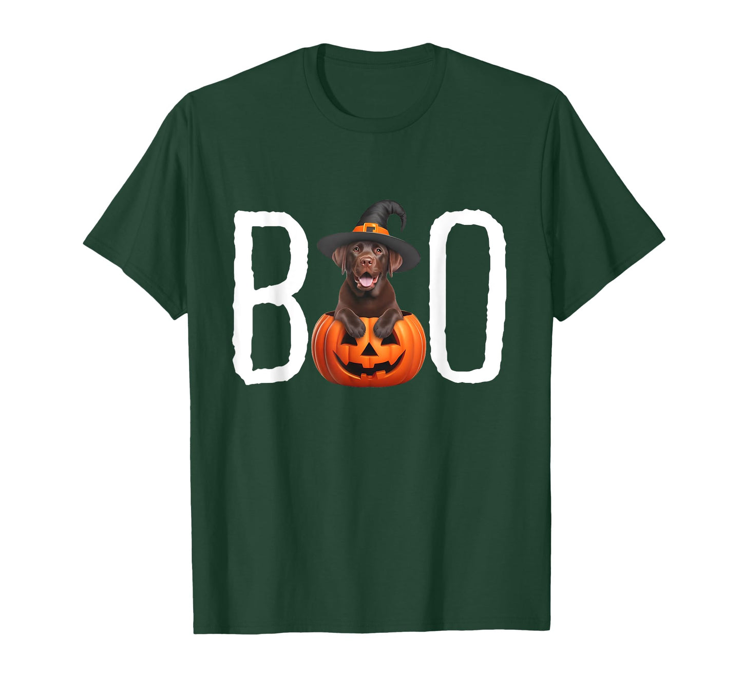 Chocolate Lab Puppy Pumpkin BOO Witch Hat Dog Halloween Dog T-Shirt for Men Women