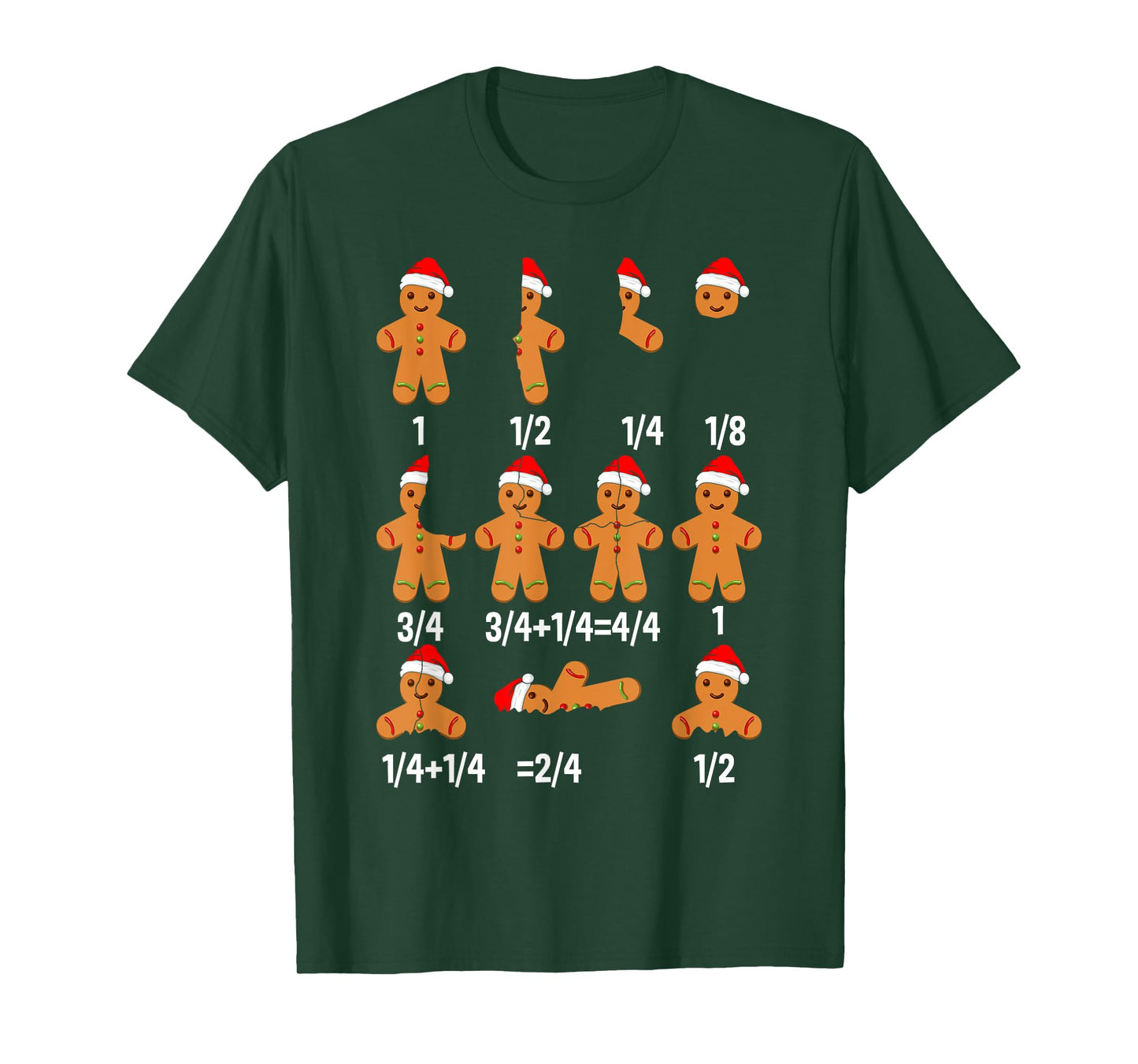 Christmas Math Teacher Equation Gingerbread With Santa Hat T-Shirt for Men Women Girls Kids